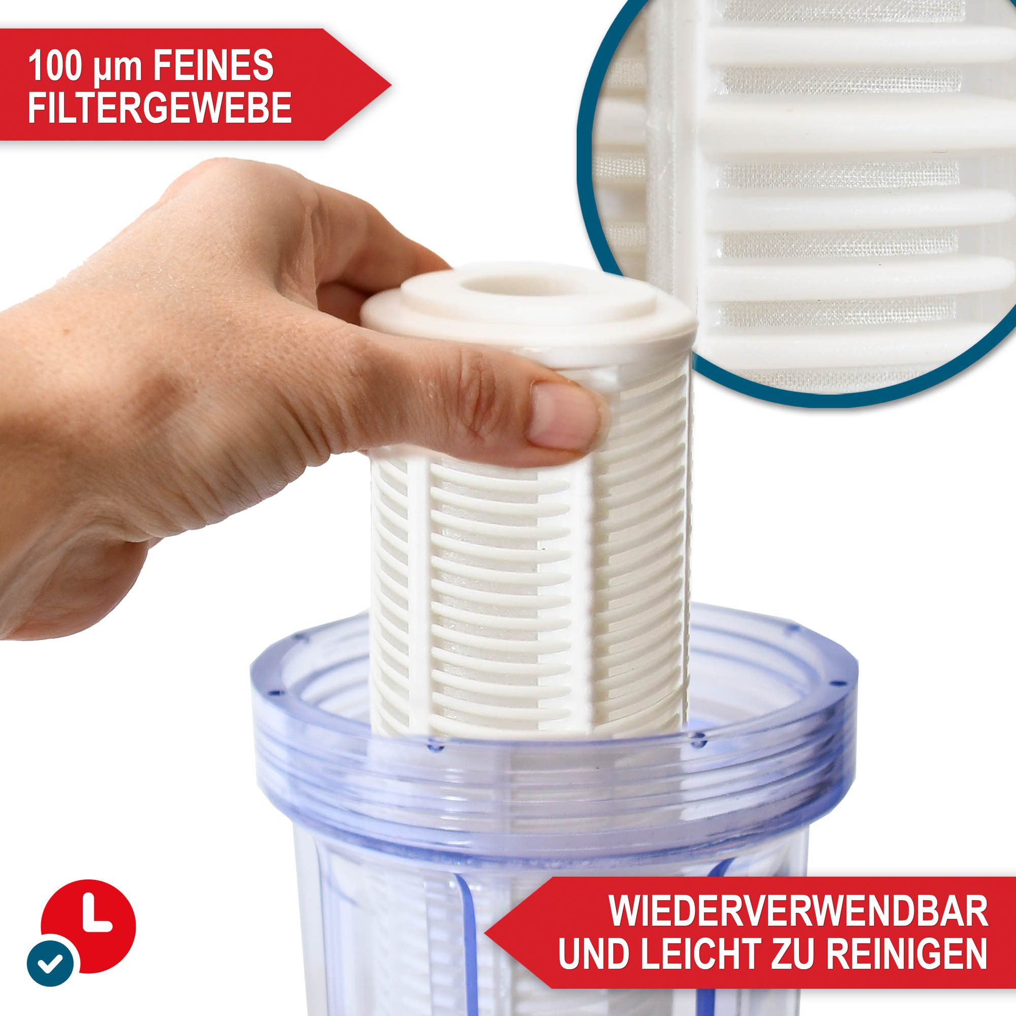 Onbest Wasserfilter WF-6055 1 Zoll 6000 l/h 5,5bar, inklusive Filterschlüssel, 10 x 31 cm