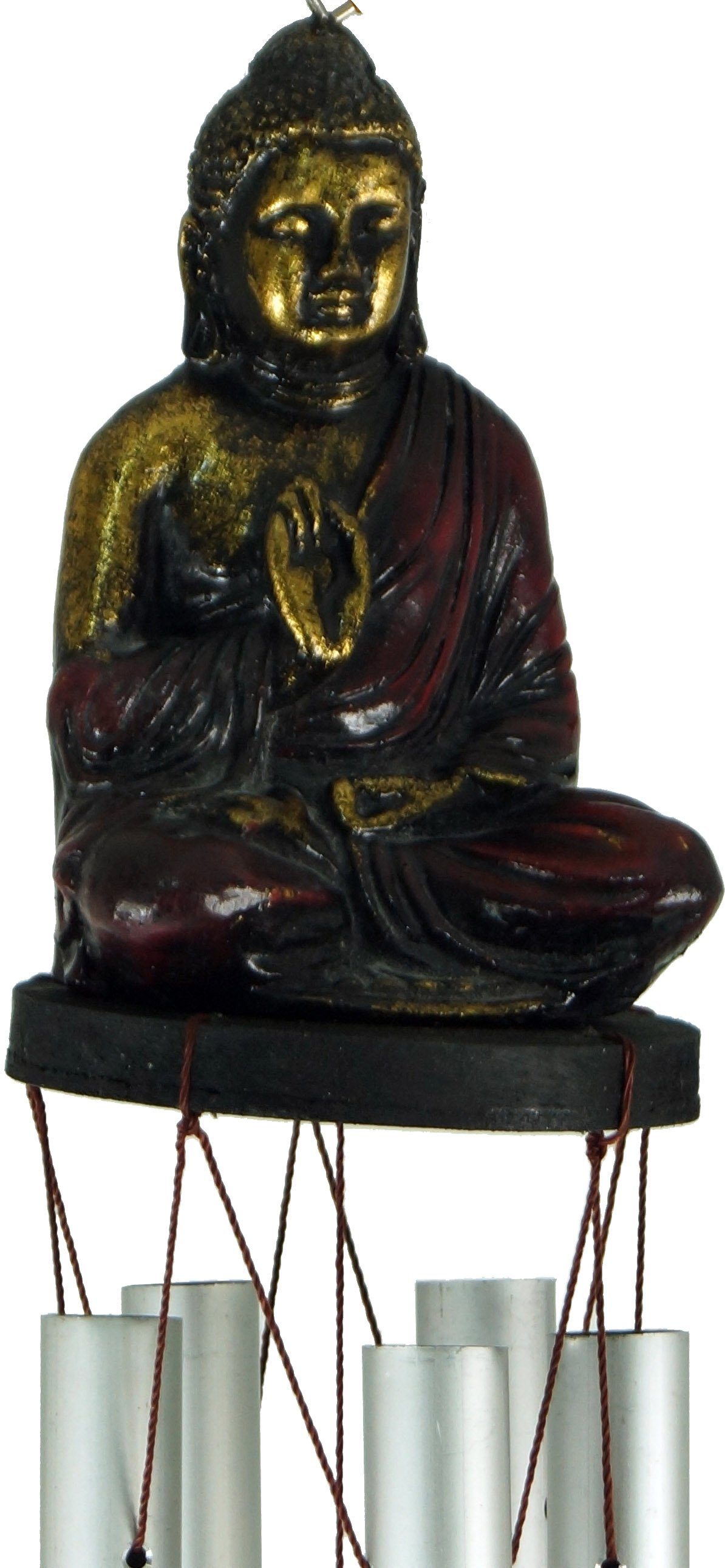 Guru-Shop Windspiel rot mit Klangspiel - Buddha