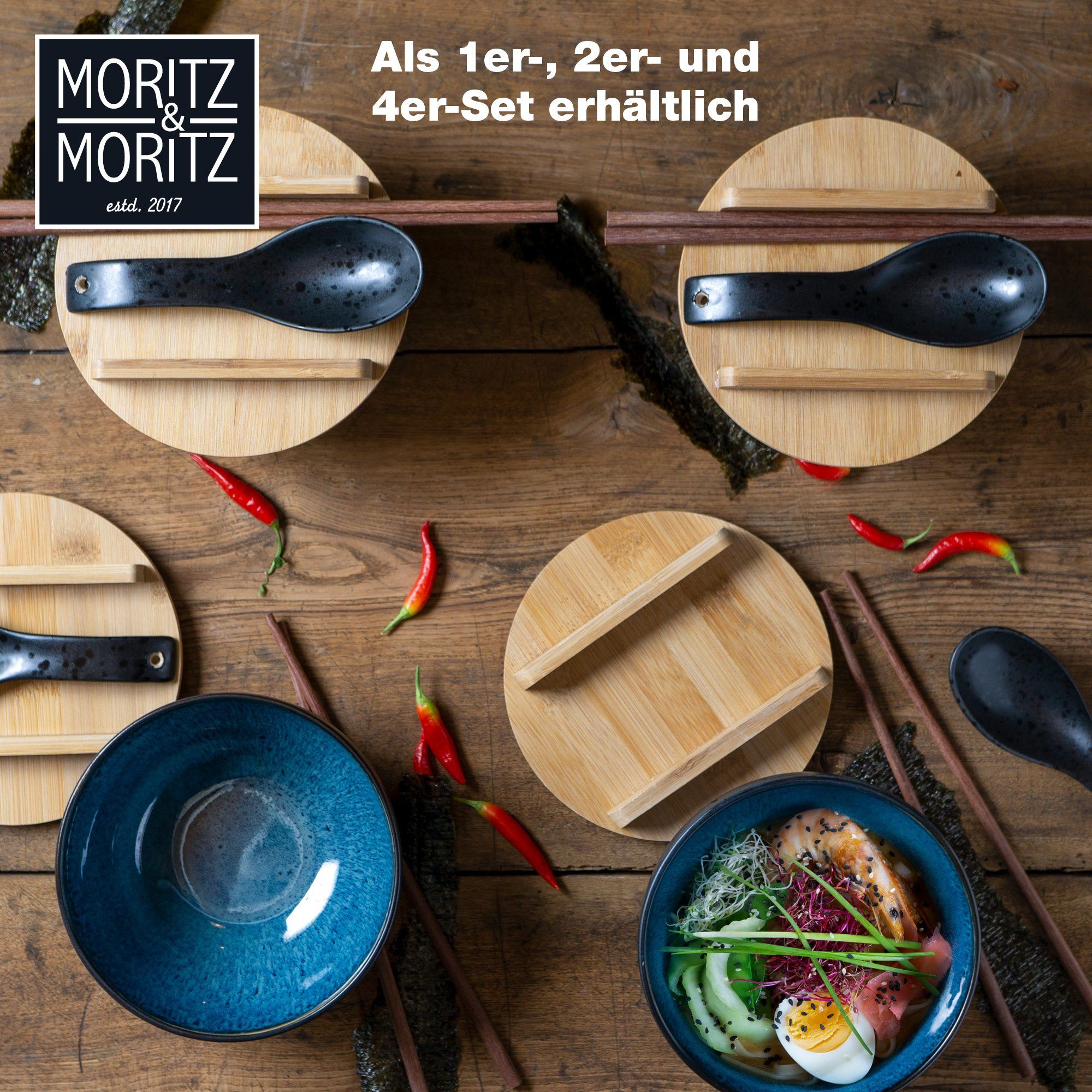 Ramen & Keramik, Moritz Set Personen), Ramen Bowl (2 Moritz Schüssel Suppenschüssel Blau, 2x