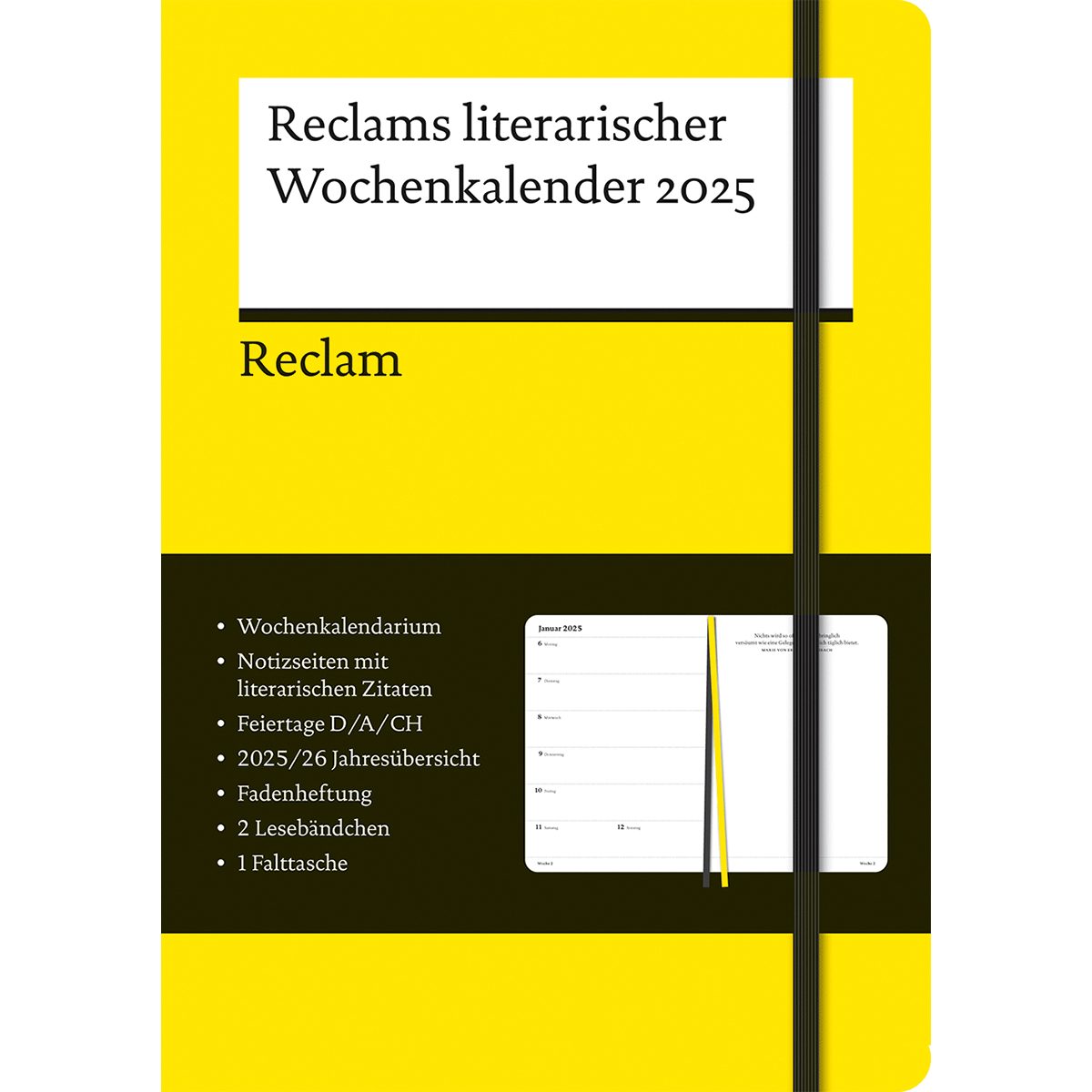 Kunstkalender Reclams literarischer Wochenkalender 2025. Buchkalender.