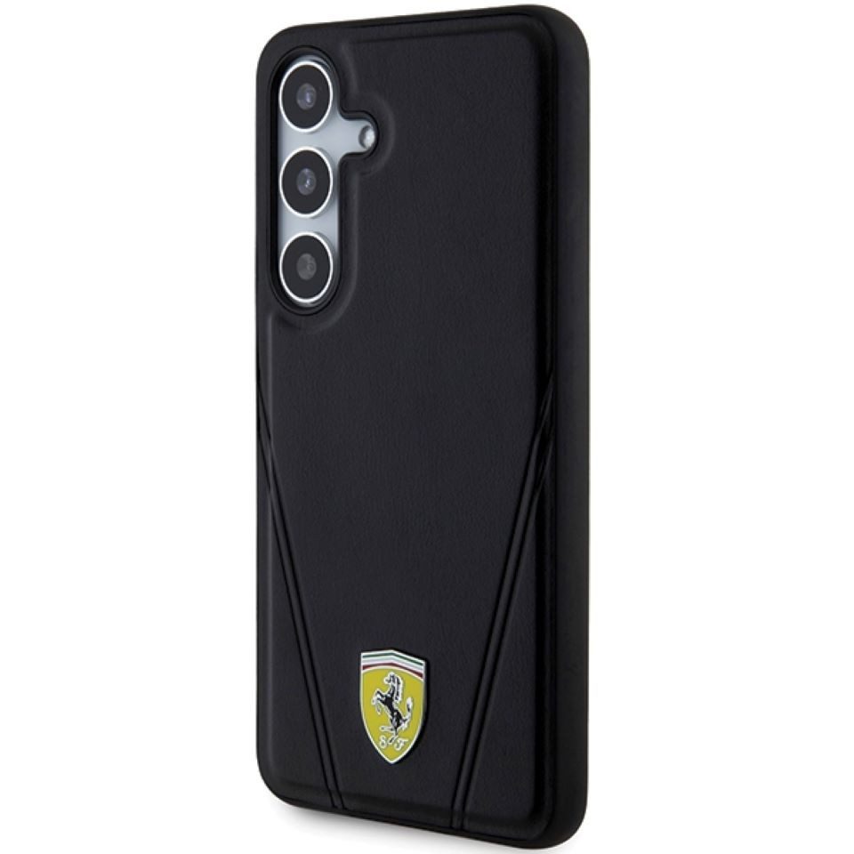 Ferrari Handyhülle Case Galaxy S24 Plus MagSafe Kunstleder schwarz Logo 6,7 Zoll, Kantenschutz