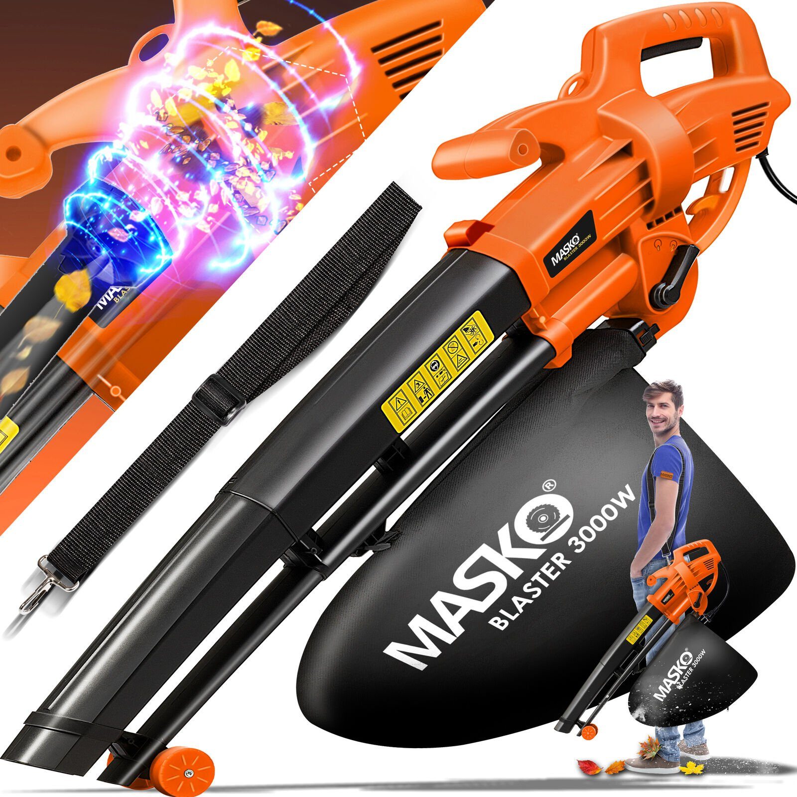 MASKO Elektro-Laubbläser Elektro Laubsauger 3000W 45L 3in1 Laubbläser Laubhäcksler