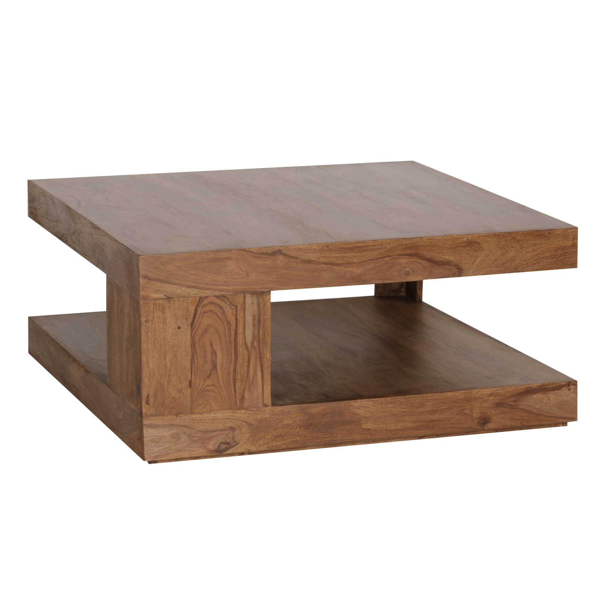 furnicato Couchtisch Massivholz Walnuss Finish 90x90x40 cm Braun (1-St), Einzigartiges Unikat als Wohnzimmertisch mit quadratischer Form