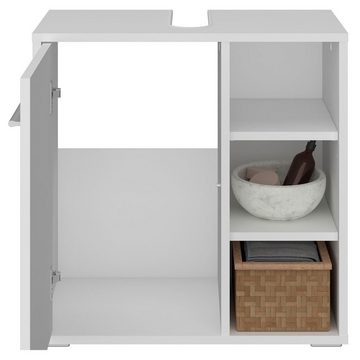 CARO-Möbel Waschbeckenschrank ORNA Waschbeckenunterschrank weiß mit 1 Tür und 3 offenen Fächern Waschbeck