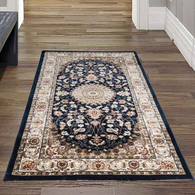 Teppich Stilvoller Orientalischer Teppich Ornamente & elegante Verzierungen creme blau, Teppich-Traum, rechteckig, Höhe: 13 mm
