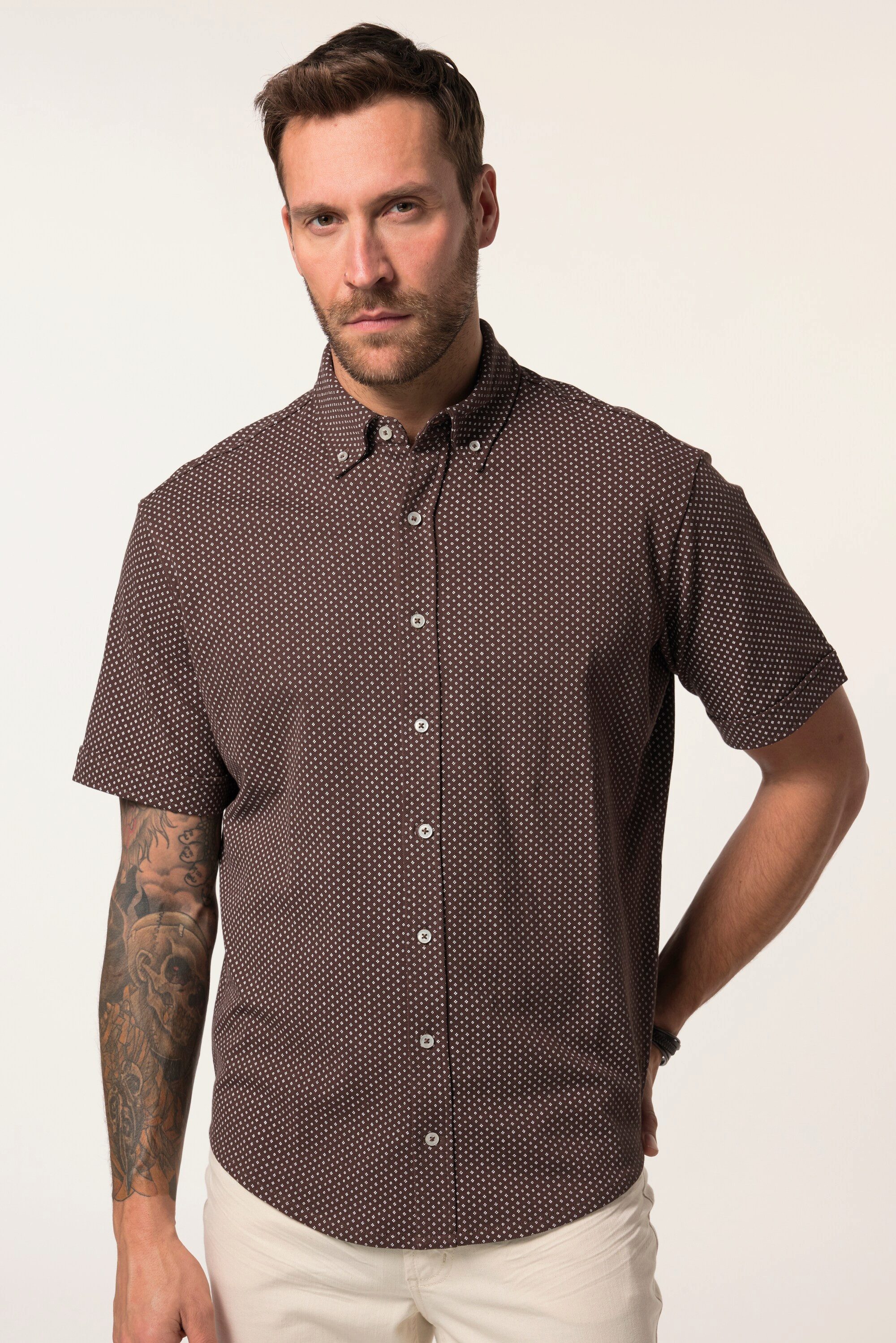 Kurzarmhemd Piqué-Hemd Halbarm Buttondown-Kragen Modern Fit