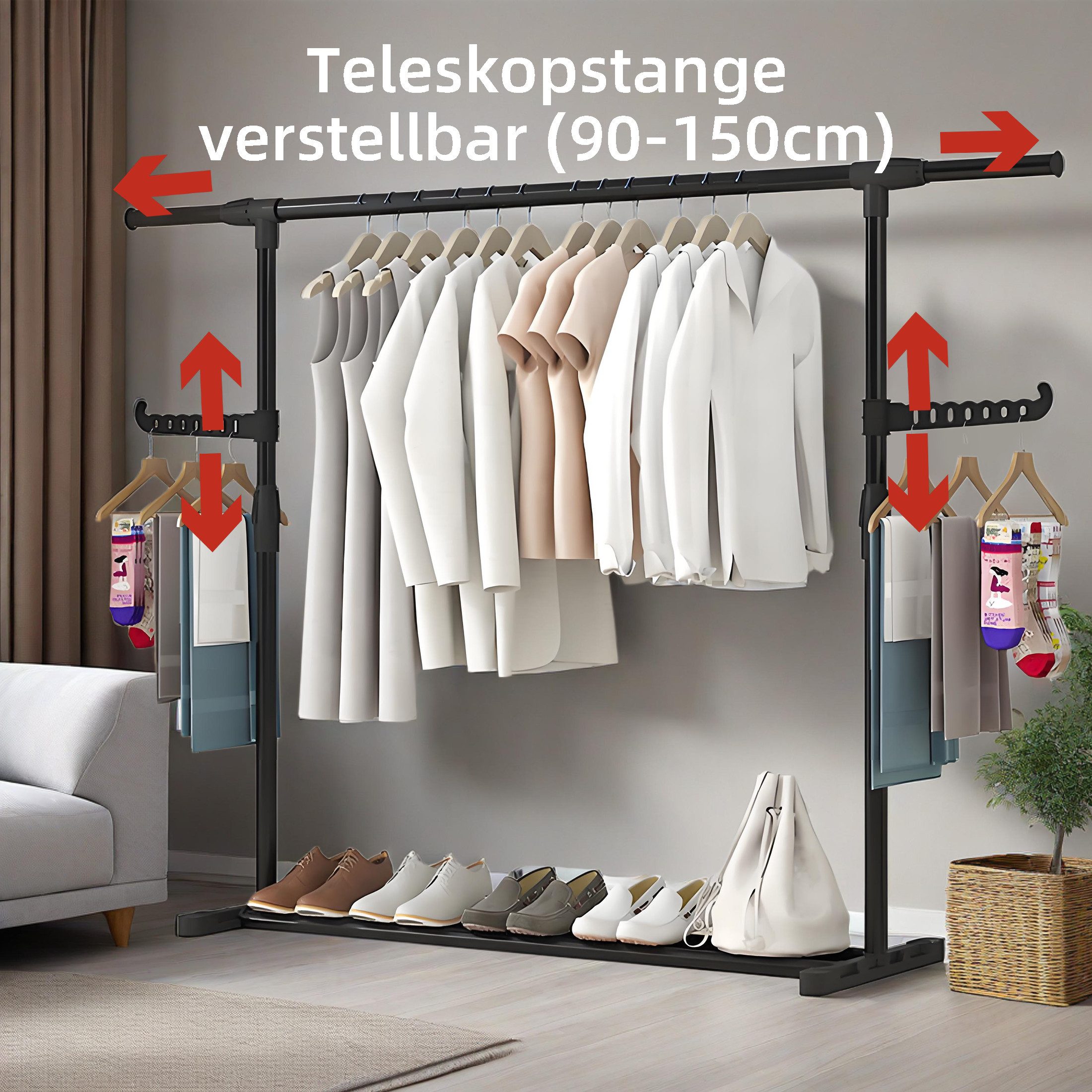 YINDN Kleiderständer Garderobenständer, Ausziehbare Garderobe mit günstig online kaufen
