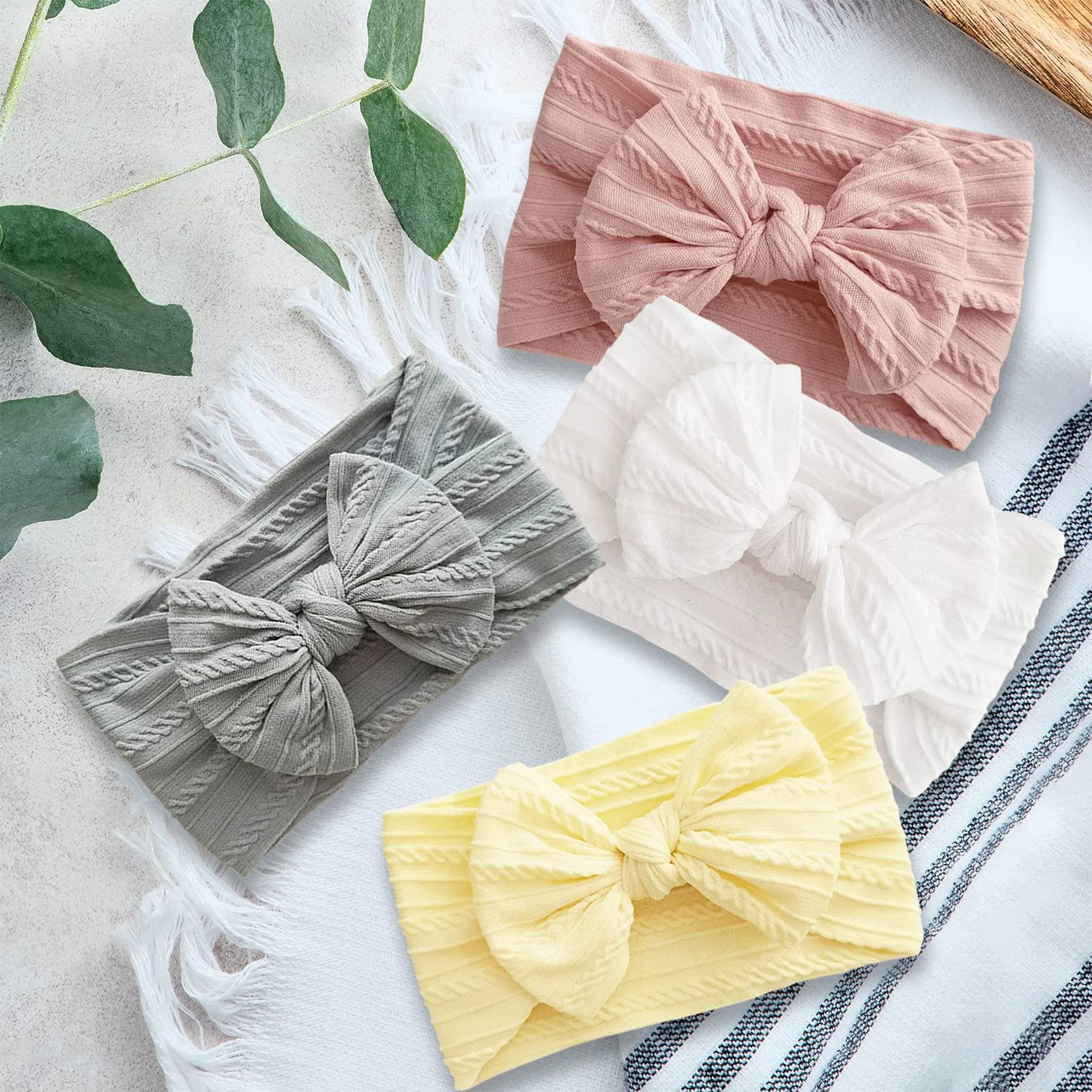Mutig Stirnband Baby-Mädchen Stirnbänder mit Schleifen - Super dehnbar,weich,elastisch (6 Stück für Neugeborene, Kleinkinder und kleine Mädchen, 6-St)
