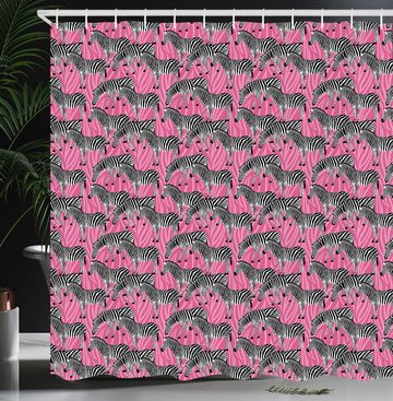 Abakuhaus Duschvorhang Moderner Digitaldruck mit 12 Haken auf Stoff Wasser Resistent Breite 175 cm, Höhe 180 cm, rosa Zebra Wilde Tiere Pastell