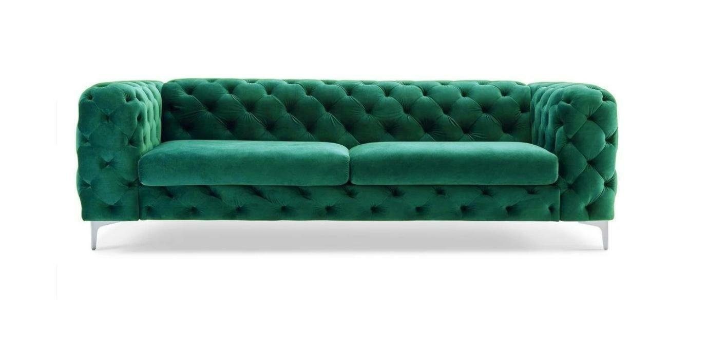 JVmoebel Chesterfield-Sofa Luxus Textil Chesterfield Dreisitzer Modernes Design Neu, Made in Europe Grün