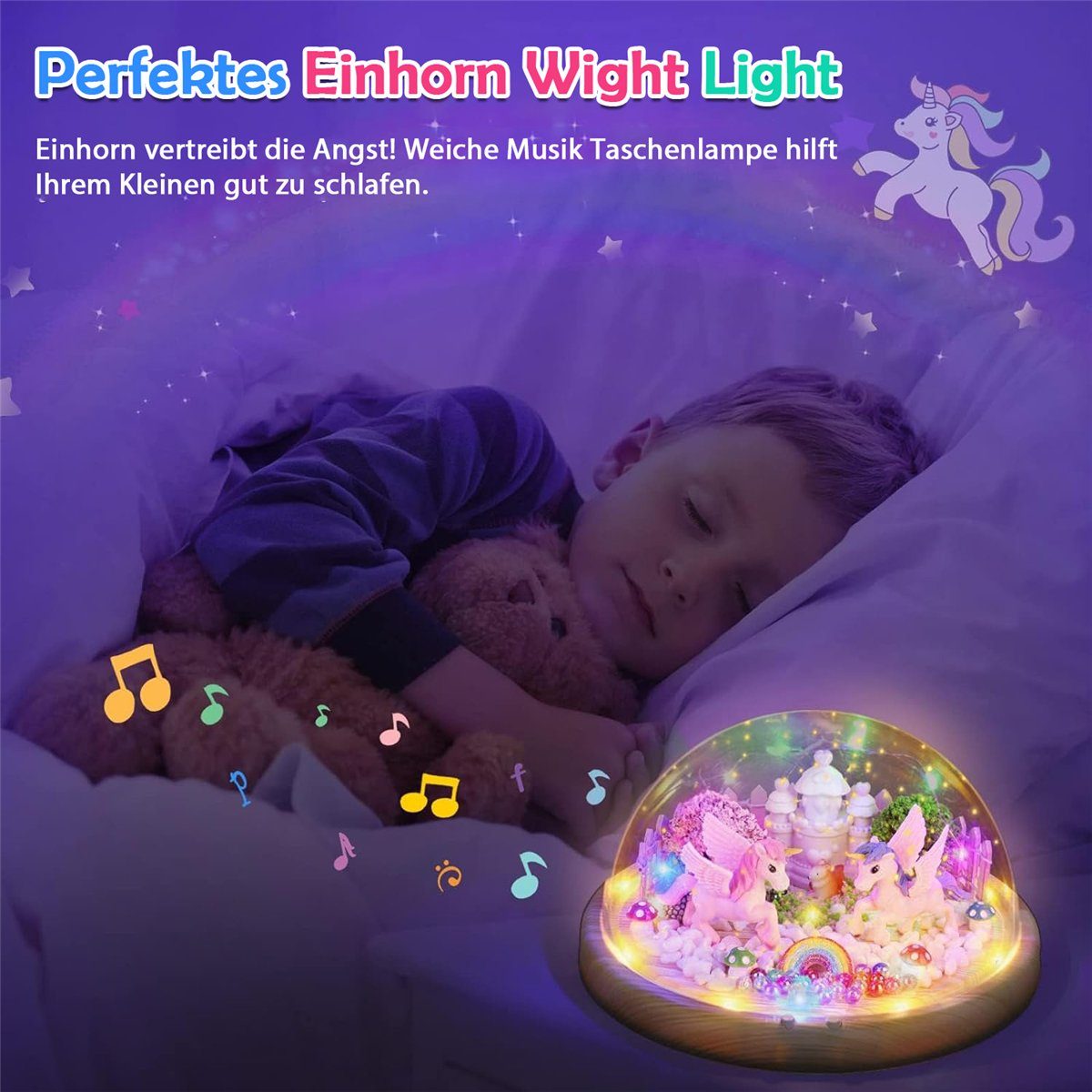 Einhorn-Nachtlicht für Nachtlicht K&B mit DIY Einhorn-Bastelset LED Kinder Musik,