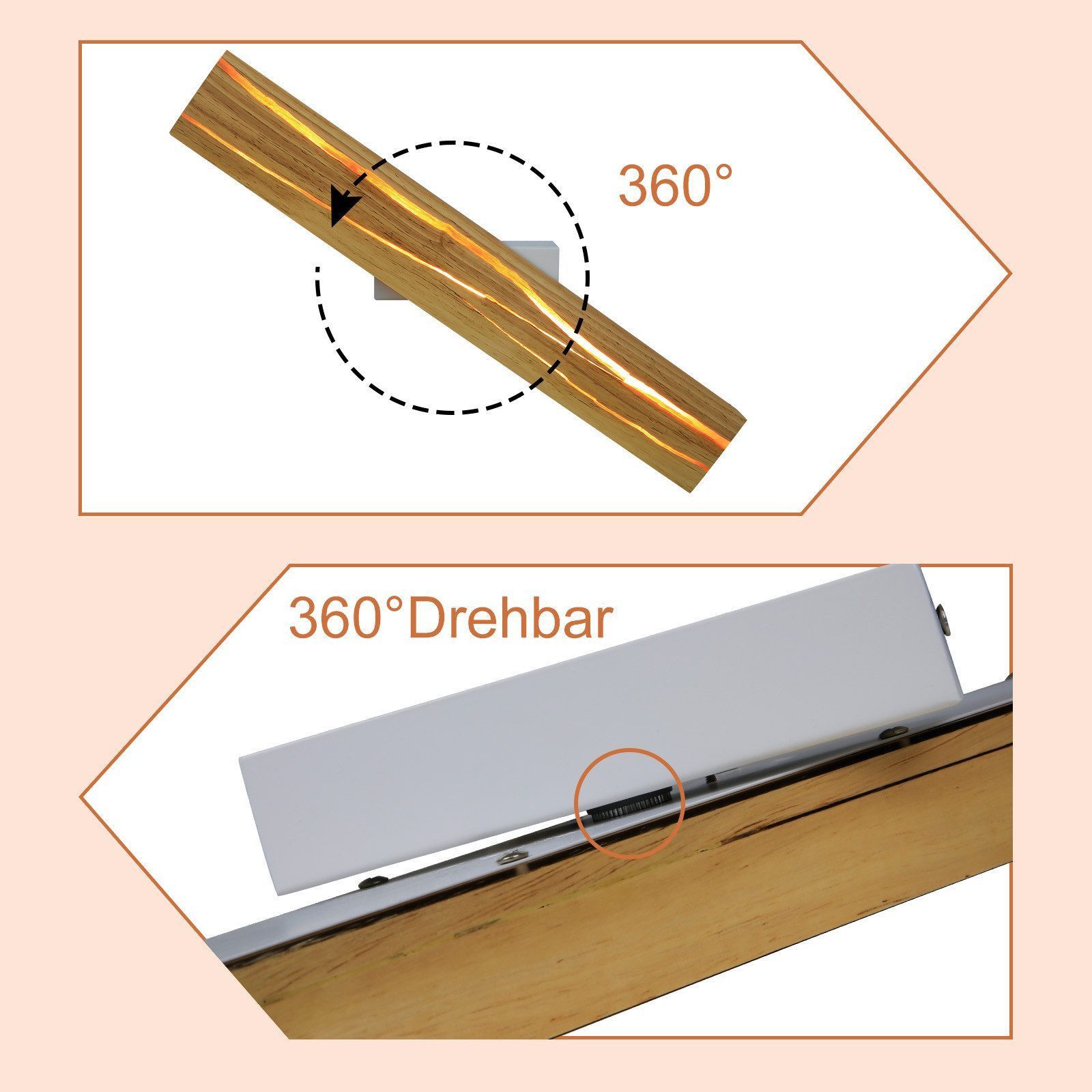 Nettlife Wandleuchte Wandleuchte Innen Holz Holzmaserung Natürlichkeit, Dre günstig online kaufen