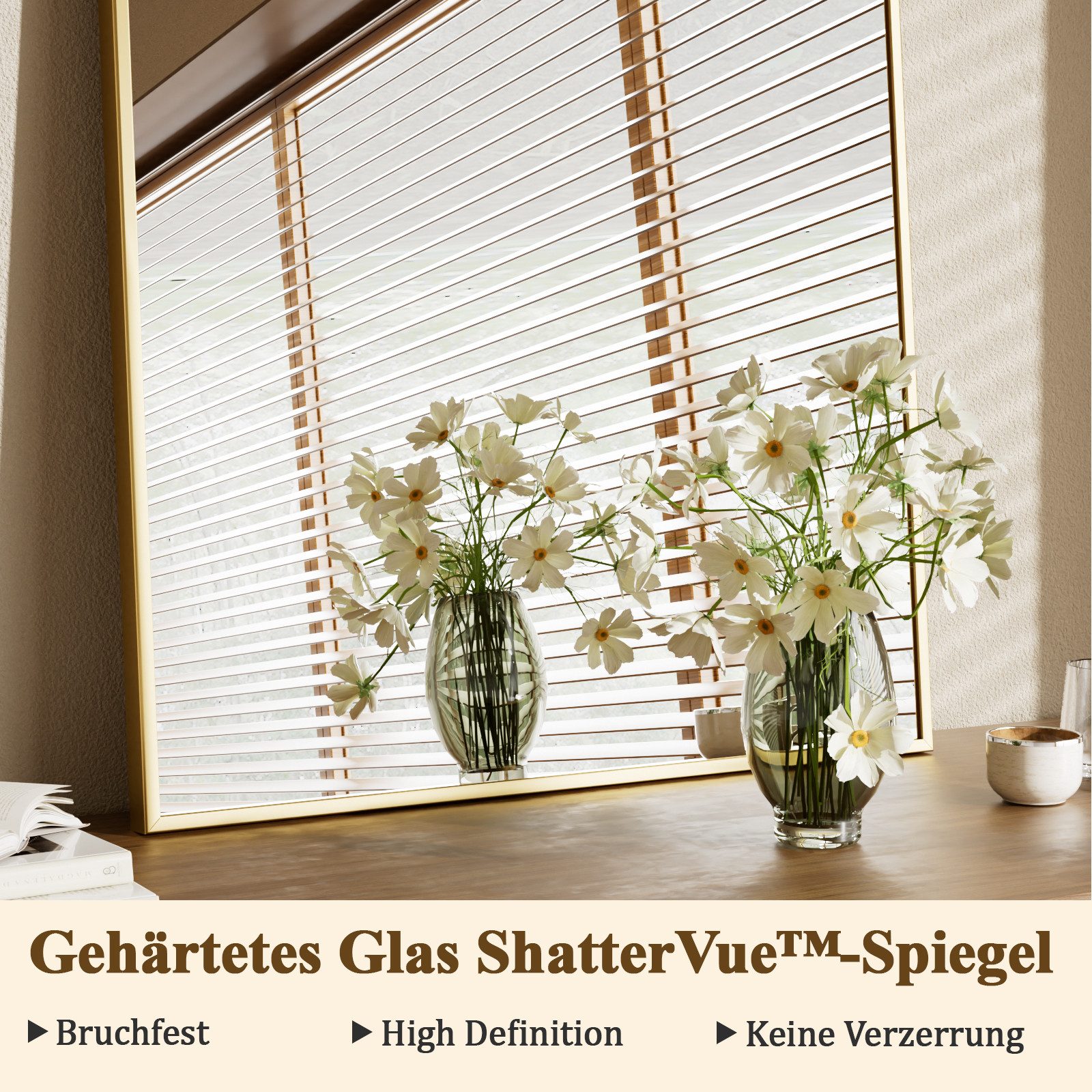 BEAUTYPEAK Dekospiegel Wasserdichter Bogenspiegel für das Badezimmer mit Rahmen