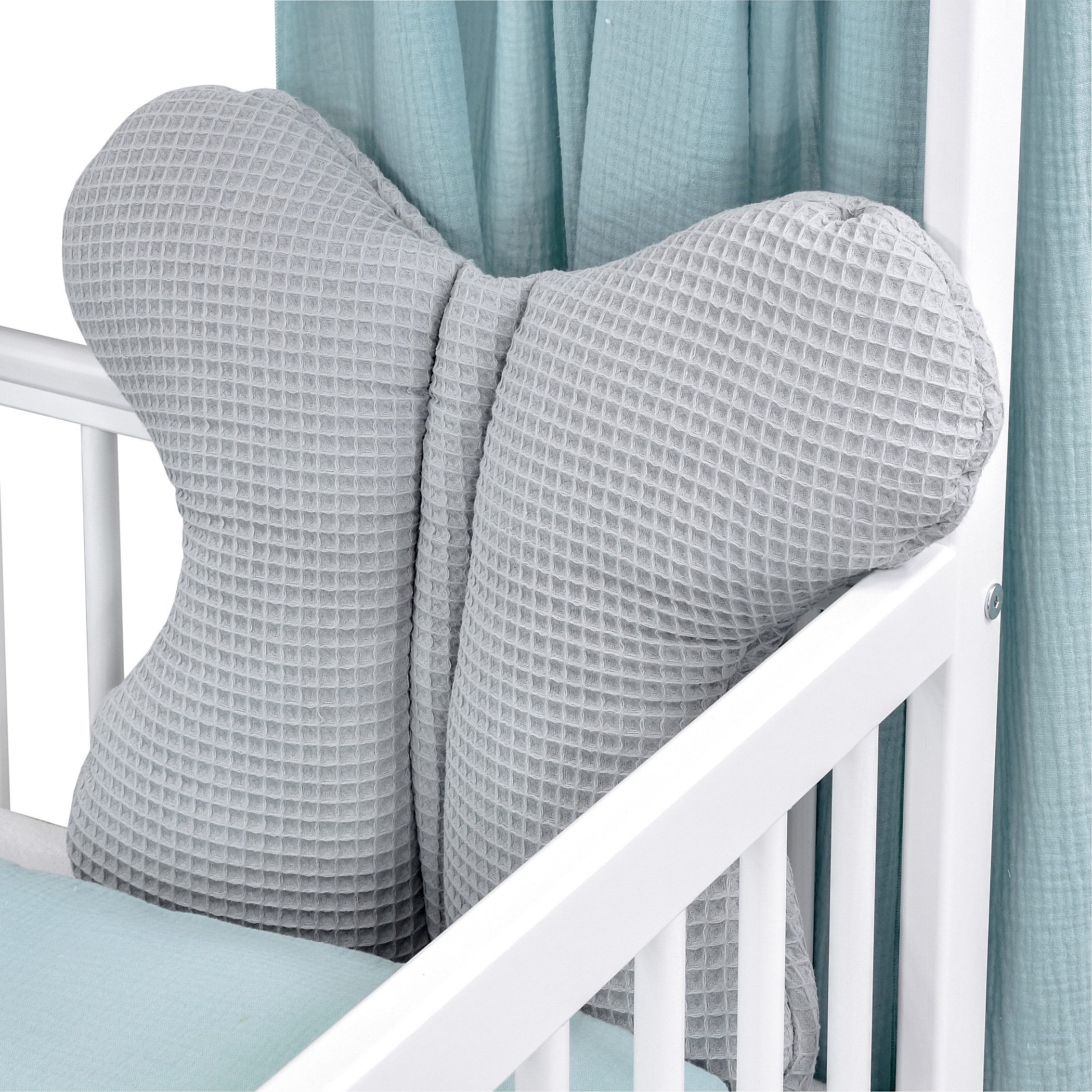 Baby-Delux Komplettbett Hausbett Babybett Komplettset Waffelpique Musselin, 12-tlg., Kinderbett 60x120 cm weiß, Bettset verschiedene Designs
