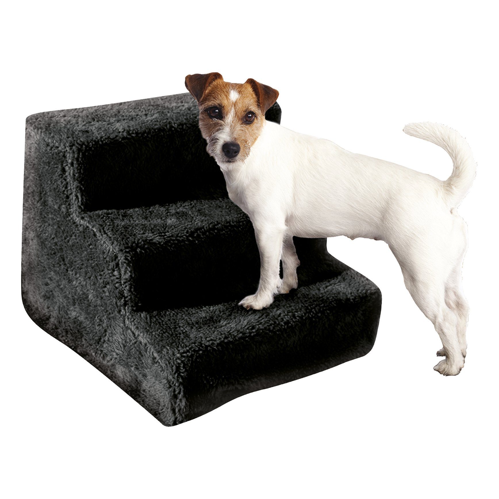 TOPCENT Haustiertreppe Hundetreppe, mit Stoffbezug, in Schwarz, 3 Stufen (1 günstig online kaufen