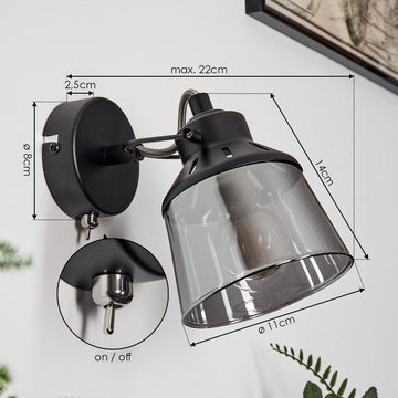 hofstein Wandleuchte »Rimini« moderne Wandlampe aus Metall/Glas in Schwarz/Rauchfarben, ohne Leuchtmittel, verstellbarer Wandspot, An-/Ausschalter, E14