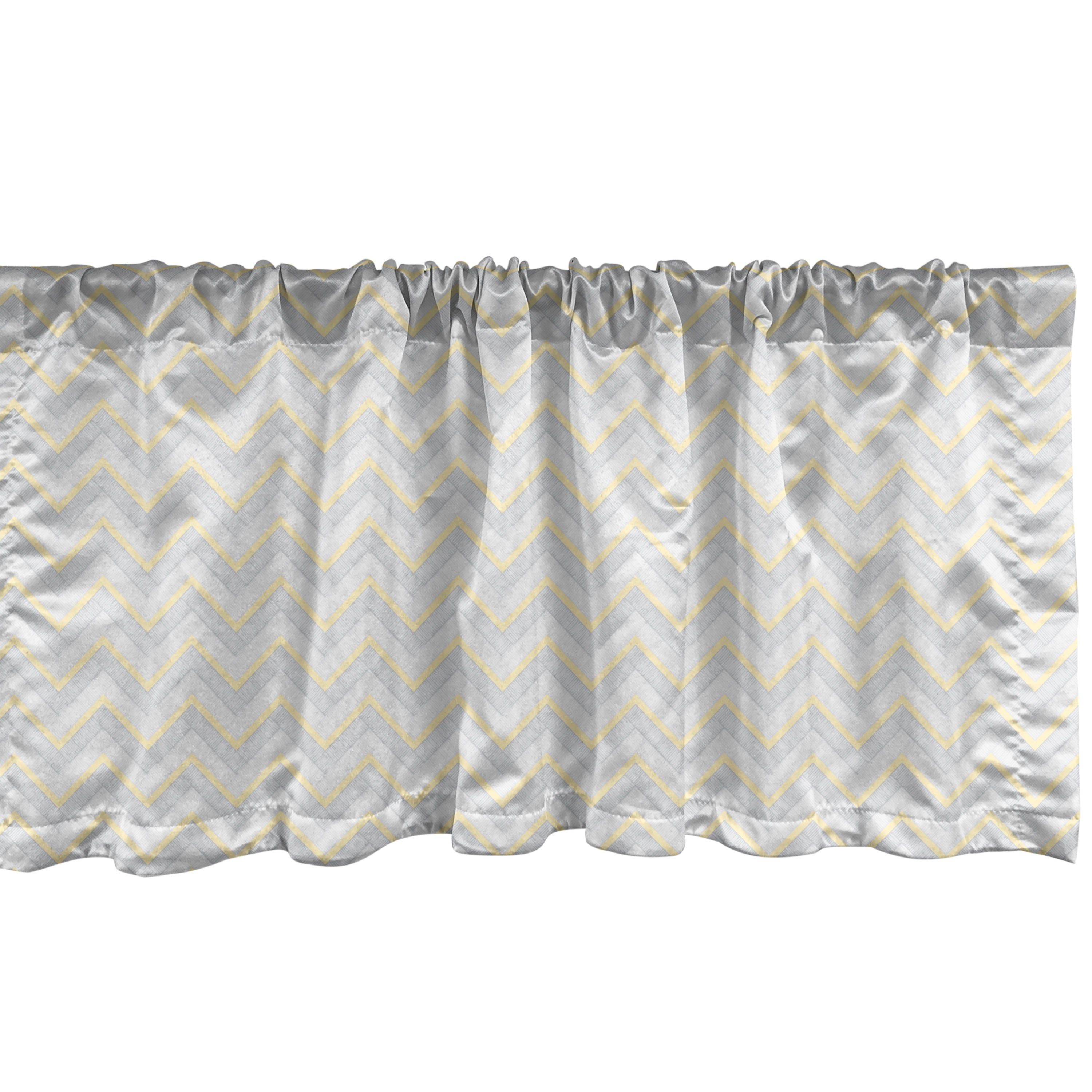 Scheibengardine Vorhang Volant für Küche Schlafzimmer Dekor mit Stangentasche, Abakuhaus, Microfaser, Grau Vintage Chevron