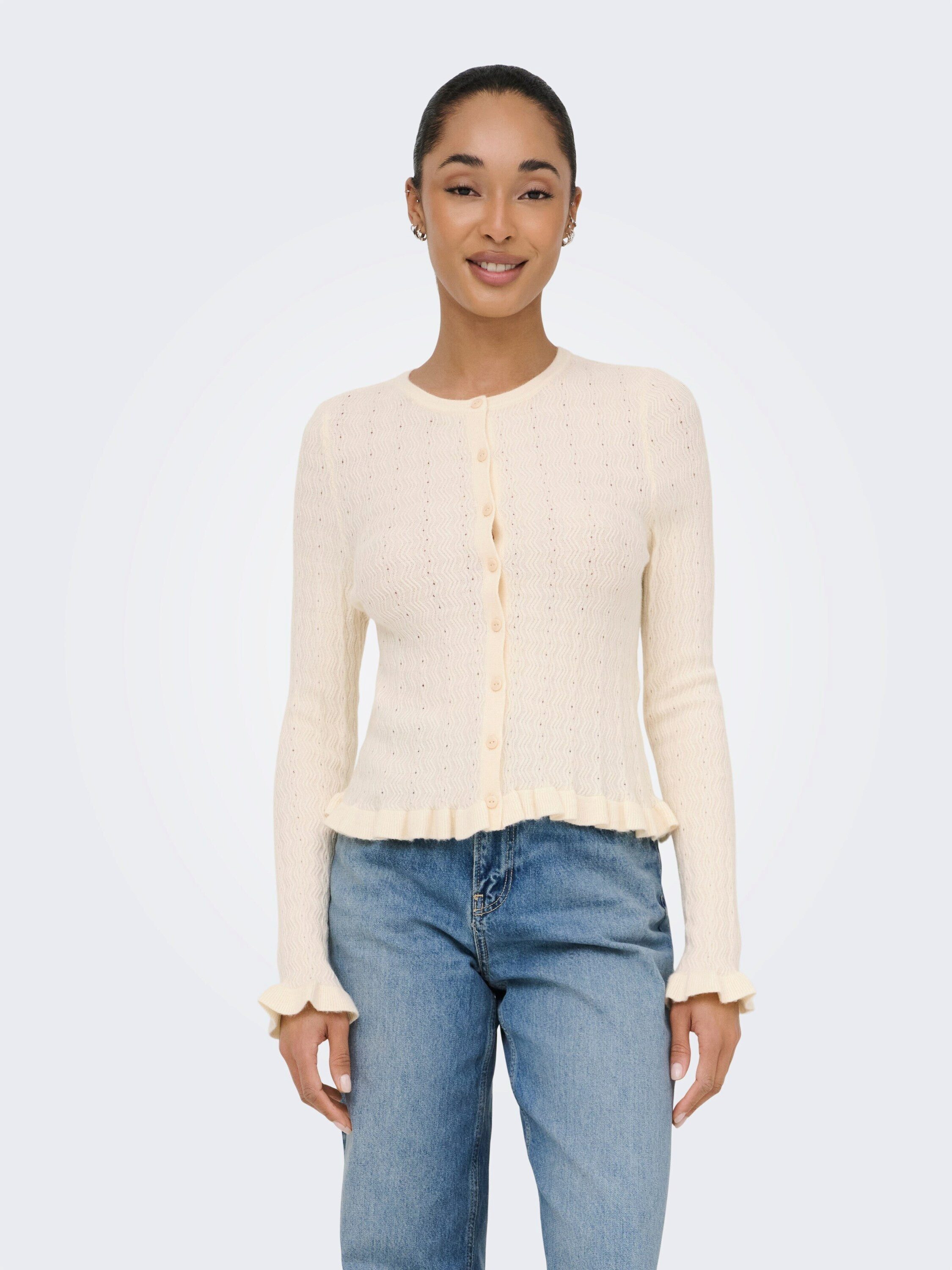 ONLY Strickjacke ONLibi (1-tlg) Rüschen