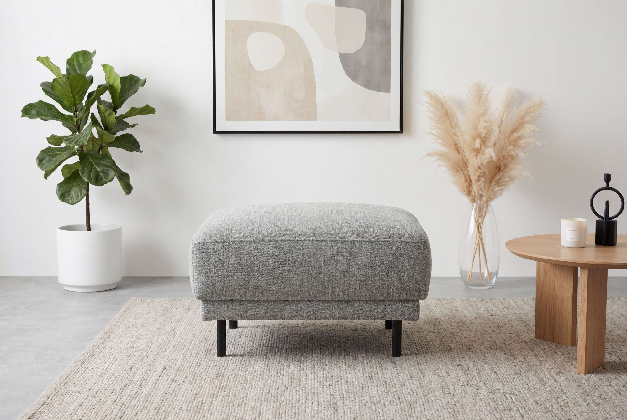 OTTO home Polsterhocker Sveeva, 73x57 cm, schwarze Metallfüße, langlebiger Webstoff, viele Farben zur Auswahl
