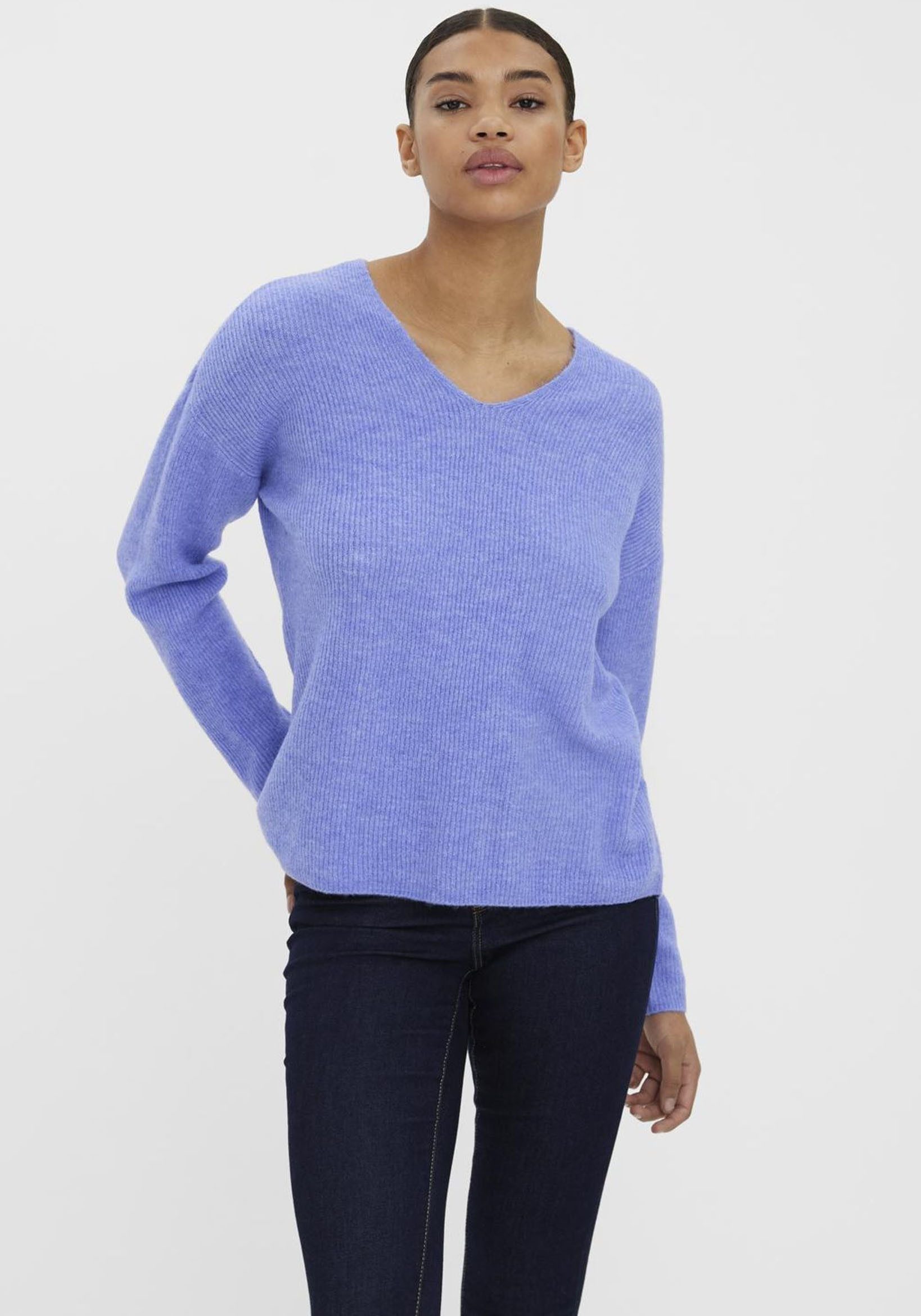 Vero Moda V-Ausschnitt-Pullover VMCREWLEFILE LS V-NECK BLOUSE NOOS günstig online kaufen
