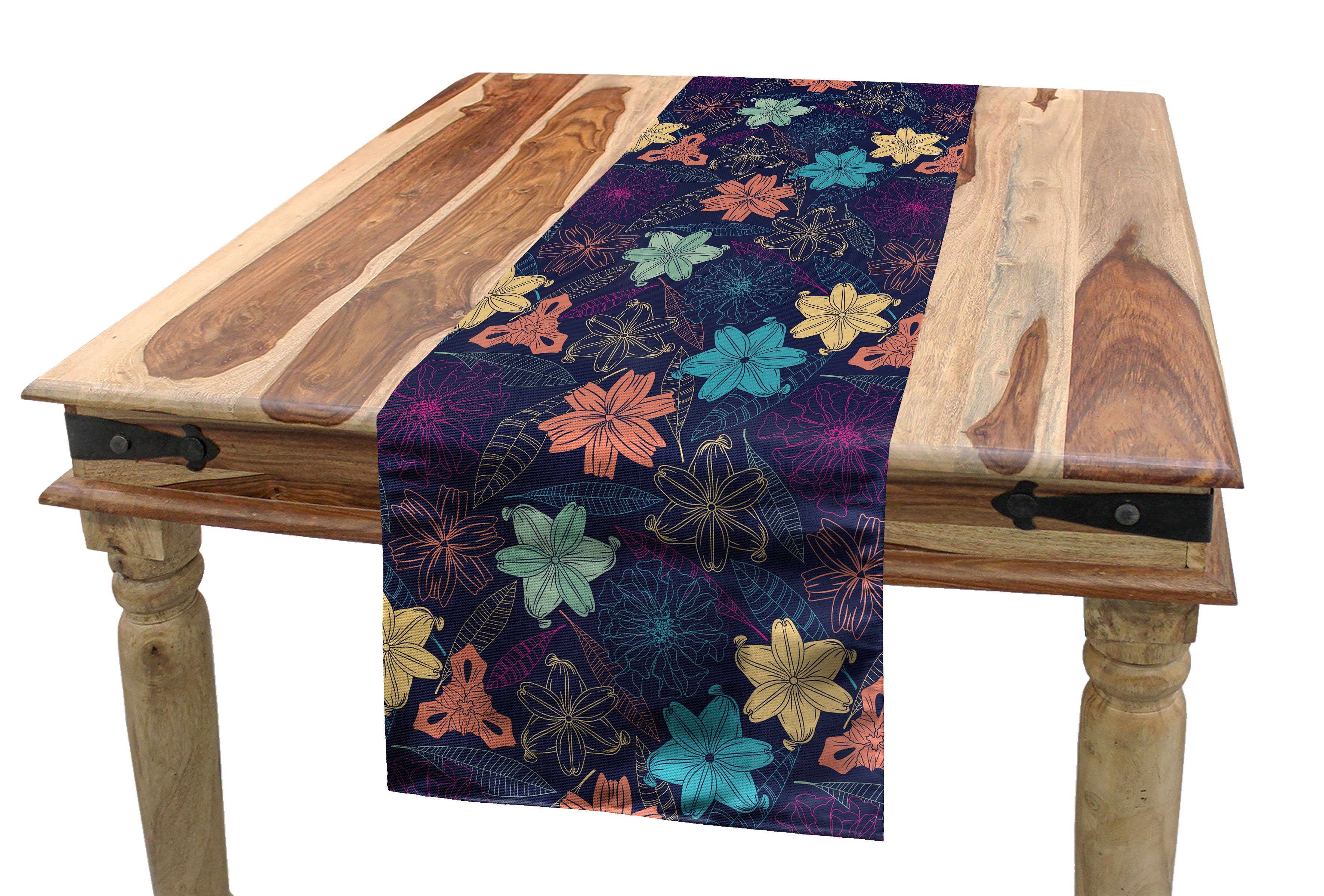 Abakuhaus Tischläufer Esszimmer Küche Rechteckiger Dekorativer Tischläufer, Blumen Exotische Hibiscus Design | Tischläufer