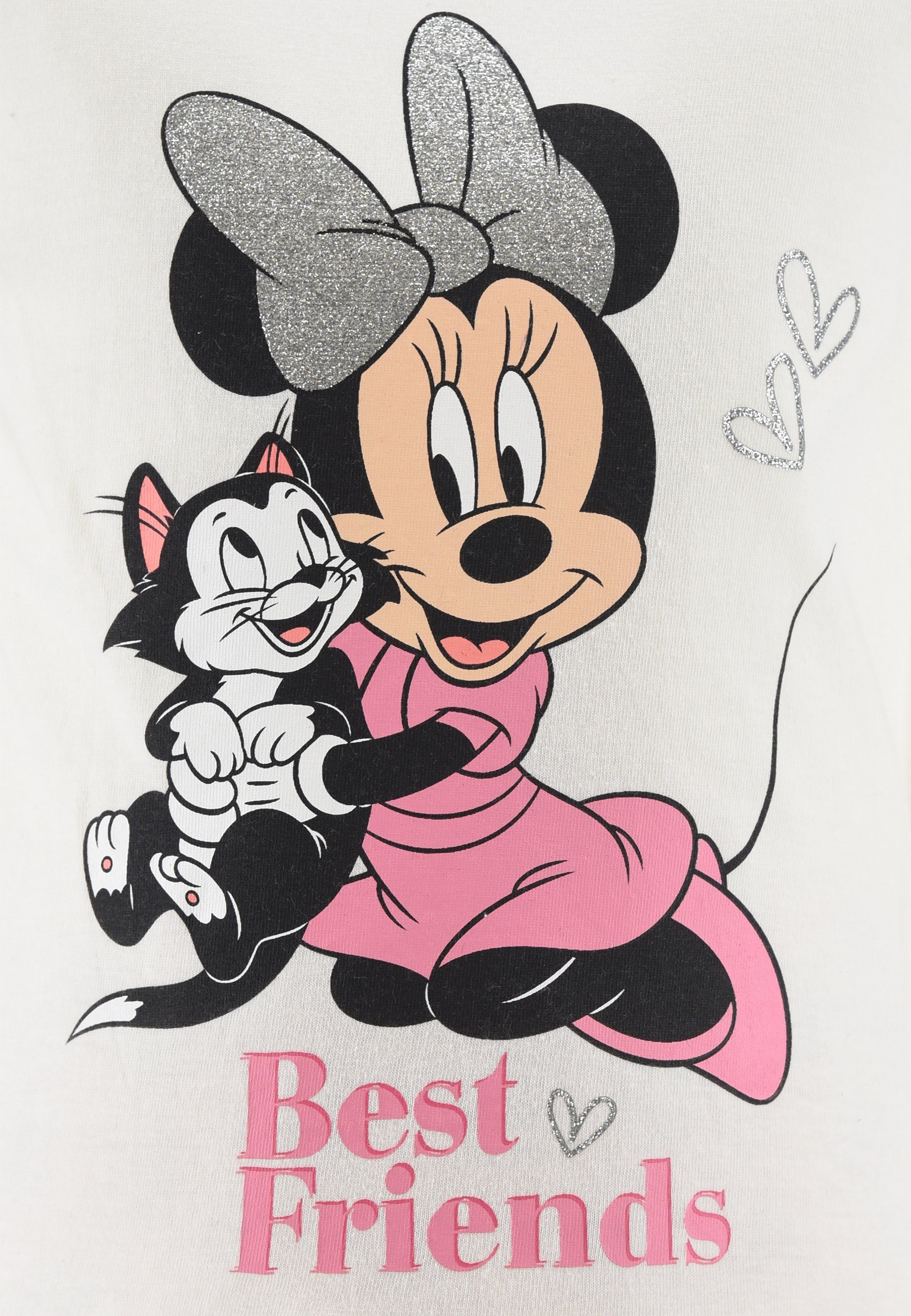 Disney Minnie (2 tlg) Pyjama Shirt Schlafanzug Mädchen Schlaf-Hose Mini Weiß + Schlafanzug Maus Langarm Mouse