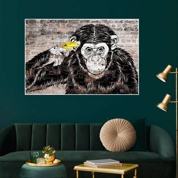 Posterlounge Poster Pineapple Licensing, Banksy - Banana Monkey, Kinderzimmer Modern Malerei