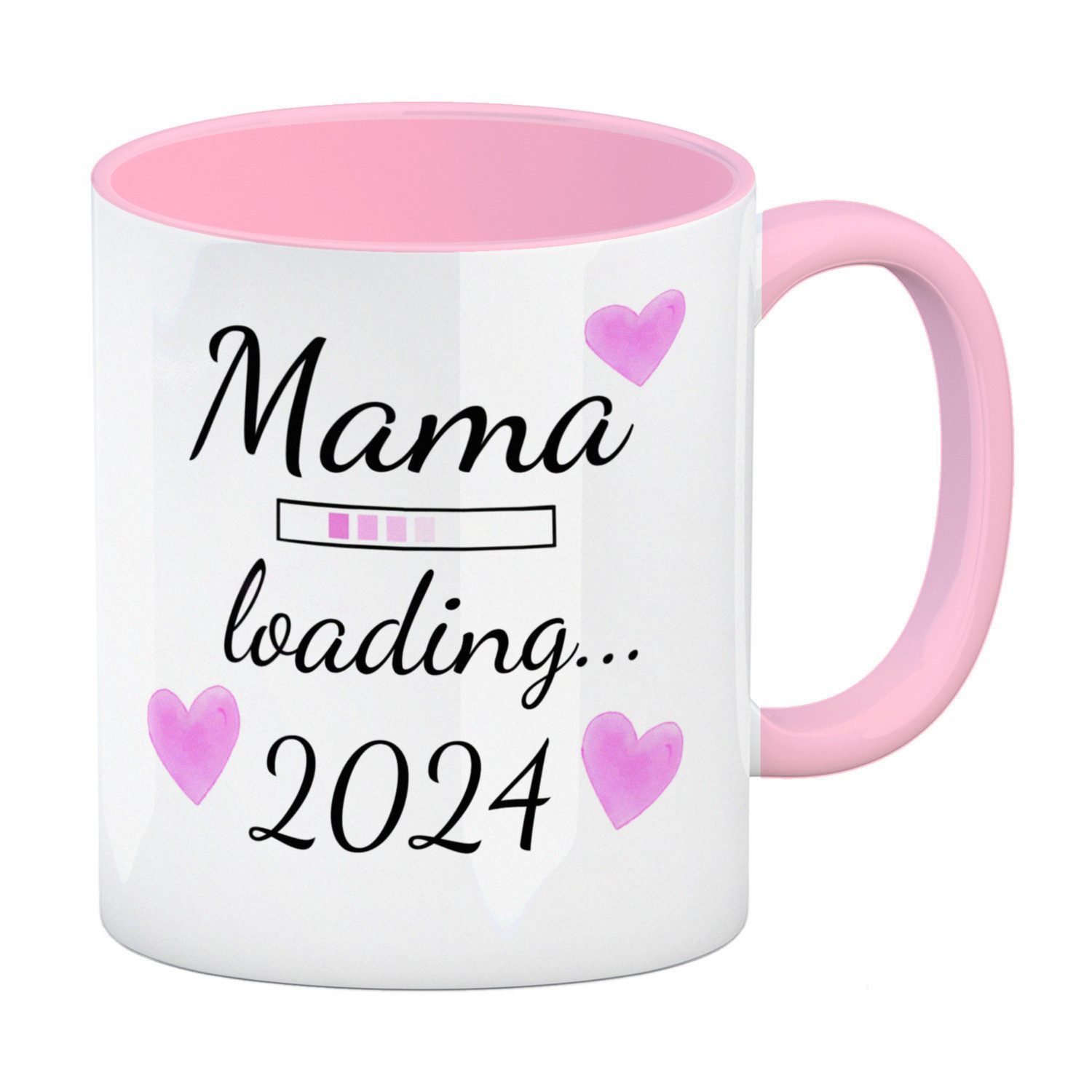 Tasse Mama loading 2024 Kaffeetasse mit Herzen für die Schwangerschaft