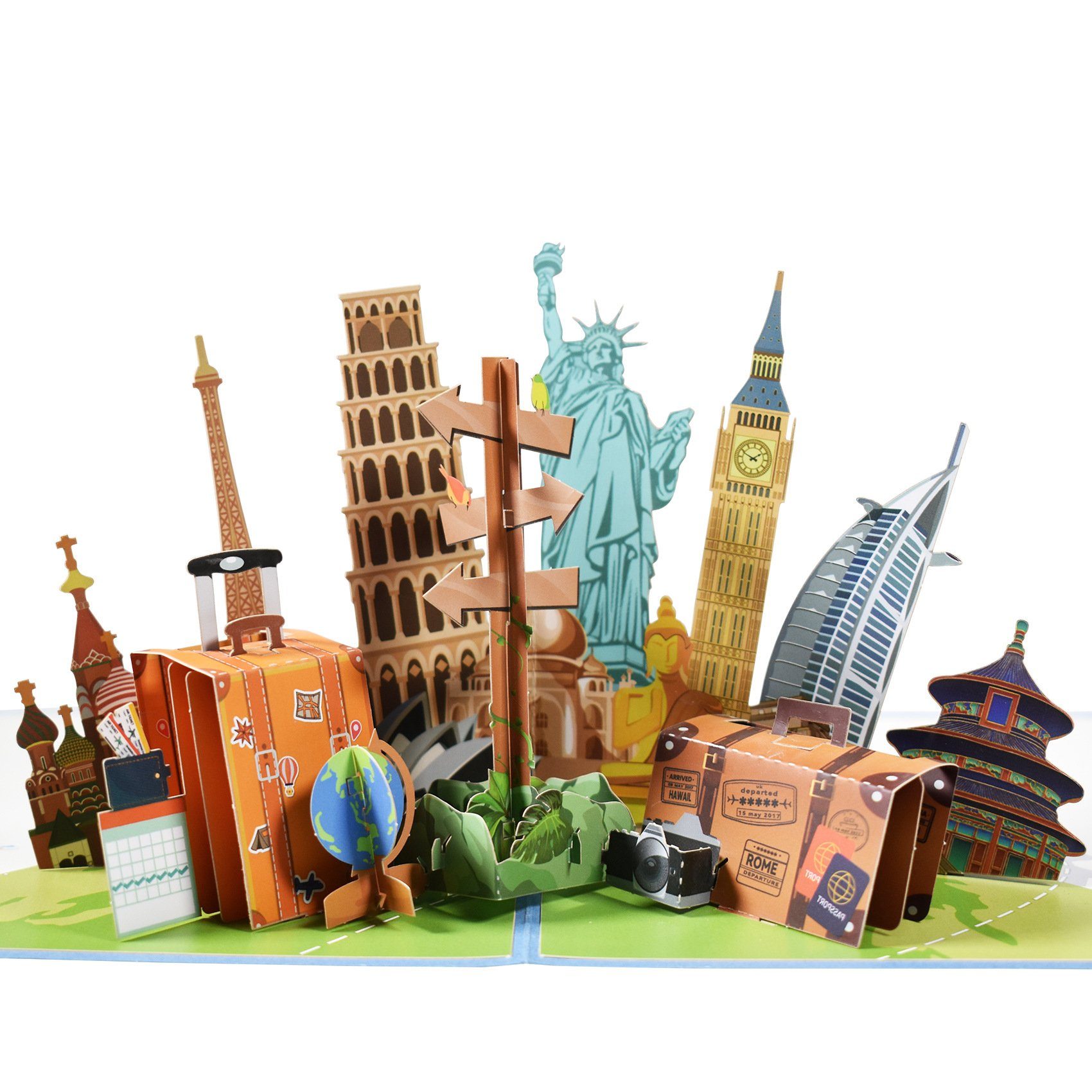 Grußkarten 3D Reise Popup Karte, 3D Geburtstags Popup Karte