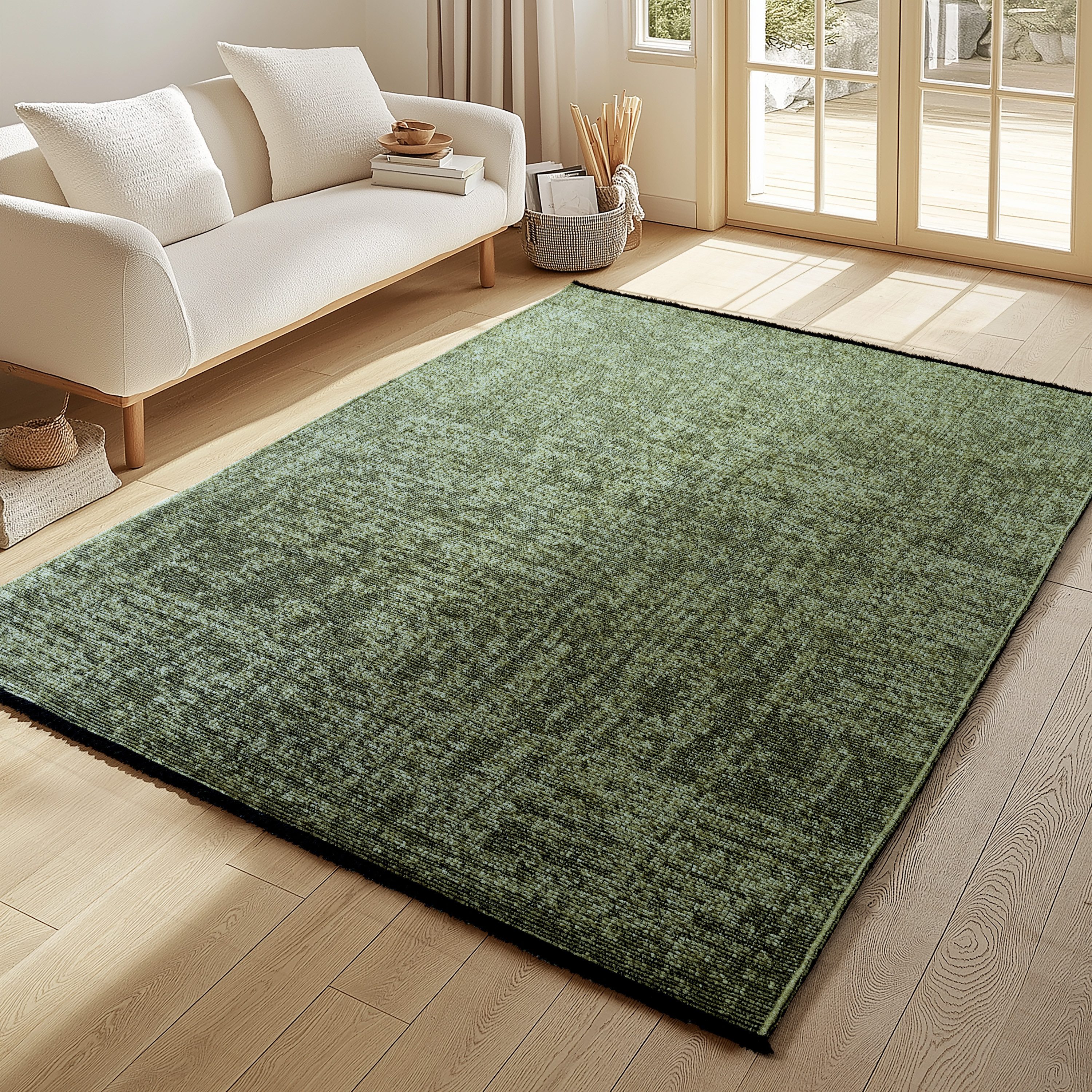 KADIMA DESIGN Wollteppich Kurzflor Unicolor Chenille günstig online kaufen