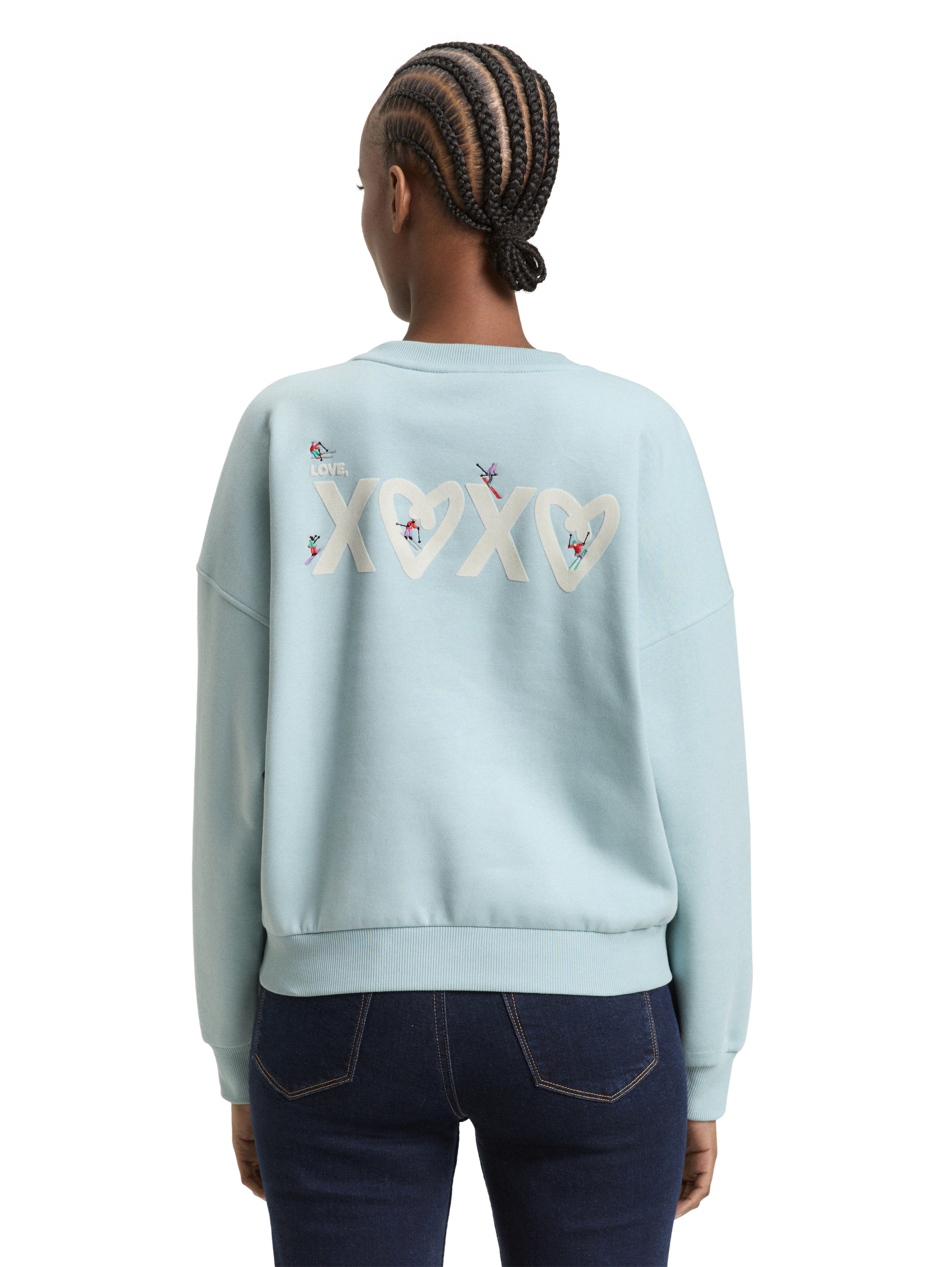 TOM TAILOR Denim Sweatshirt Rundhals, bequeme Passform, bedruckt