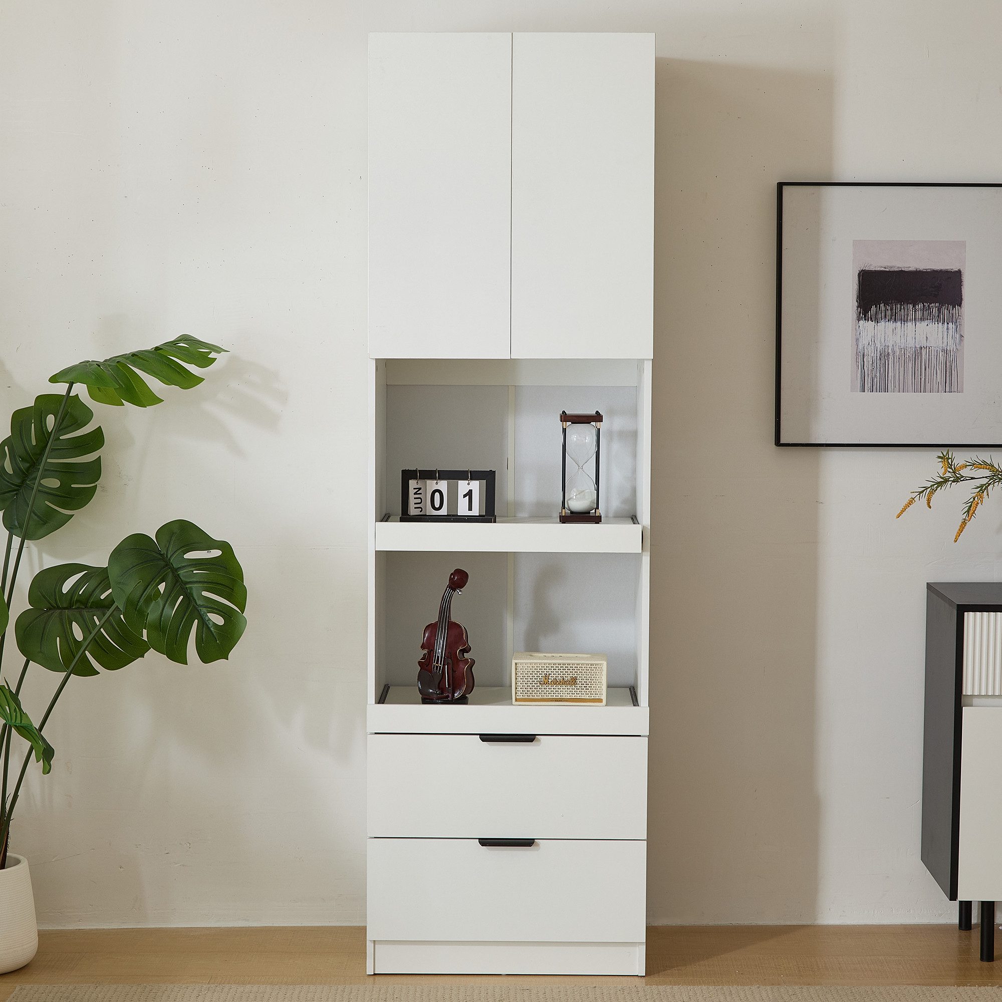 STILVORA Highboard wohnzimmer,Küchenschränke mit Kippschutz,Sideboards mit Schubladen (Küchenschränke, Wohnzimmerschrank, Aufbewahrungsschrank, 1 St., zwei Türen und zwei Schubladen), Stabile Konstruktion mit Kippsicherung, Multifunktional