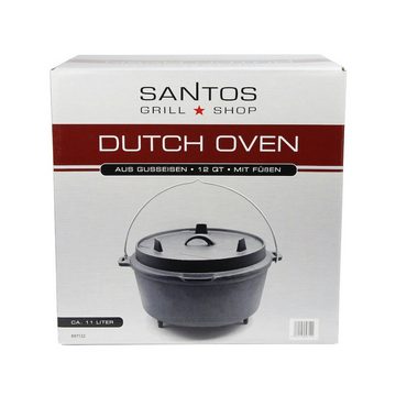 PROREGAL® Grilltopf Dutch Oven 12qt mit Füßen, Gusseisen