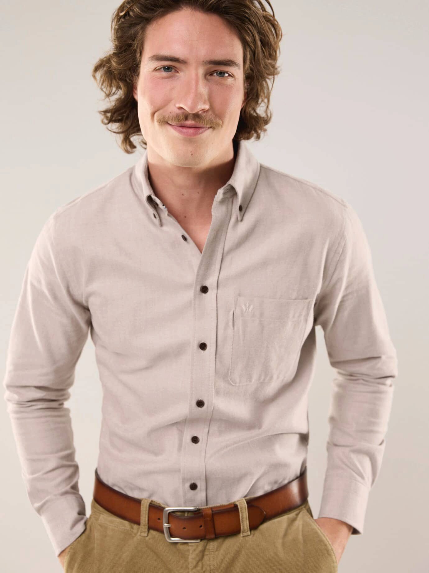 Walbusch Flanellhemd Herren Flanell-Hemd aus Baumwolle Regular fit Kentkragen Langarm, klassisch, atmungsaktiv, wärmend