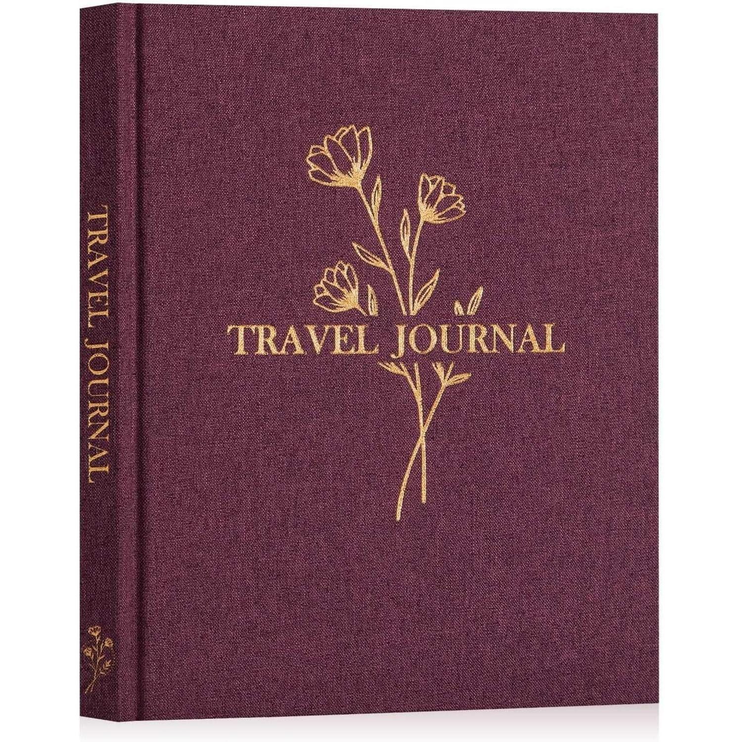 LuxusKollektion Fotoalbum Reisetagebuch Notizbuch 110 Seiten Leinen Englisch Burgunderrot