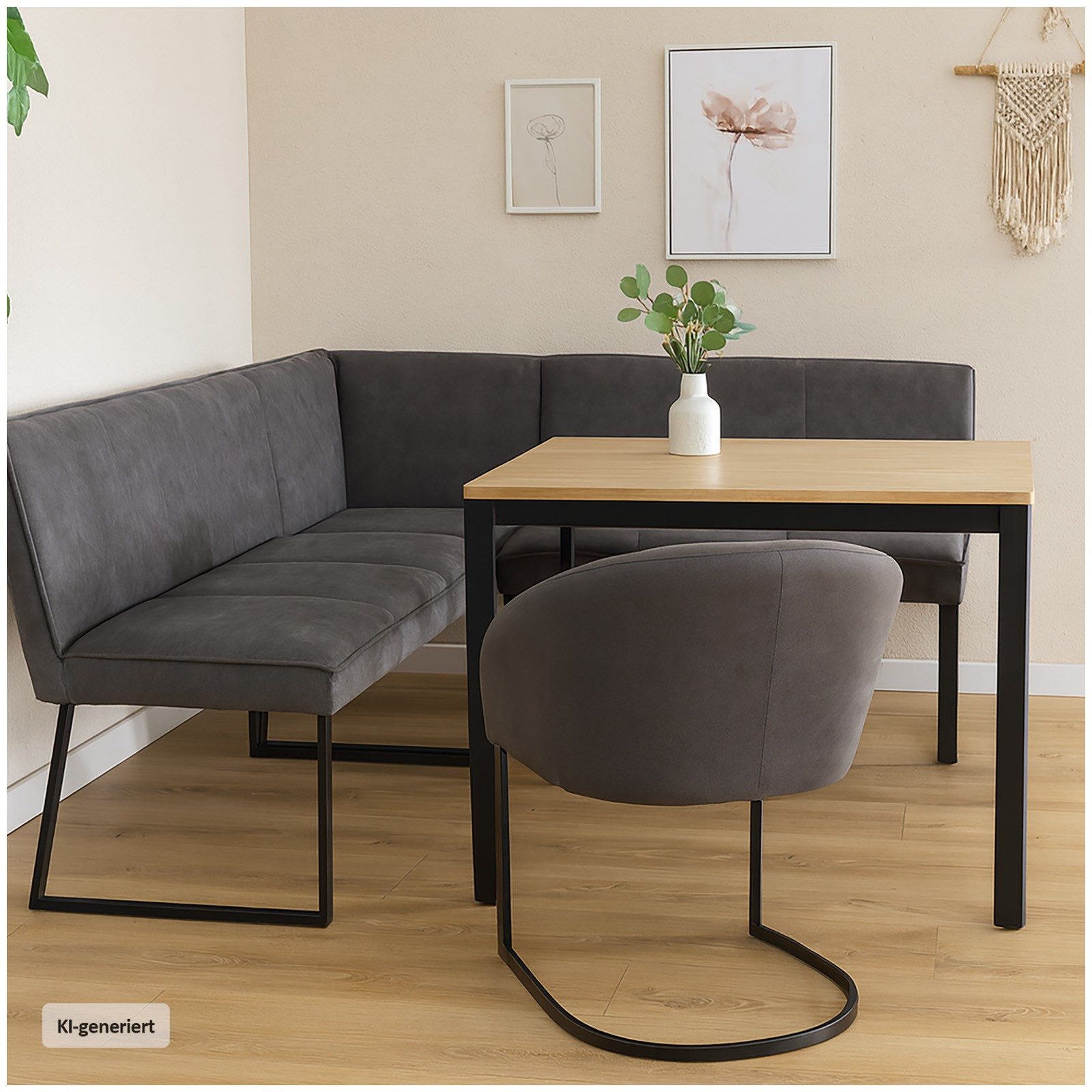 HTI-Living Eckbank Eckbank 152 x 192 cm Vemal kurzer Schenkel links (Stück, 1-St., 1 Eckbank), Sitzbank Polsterbank Kunstlederbezug Metallgestell