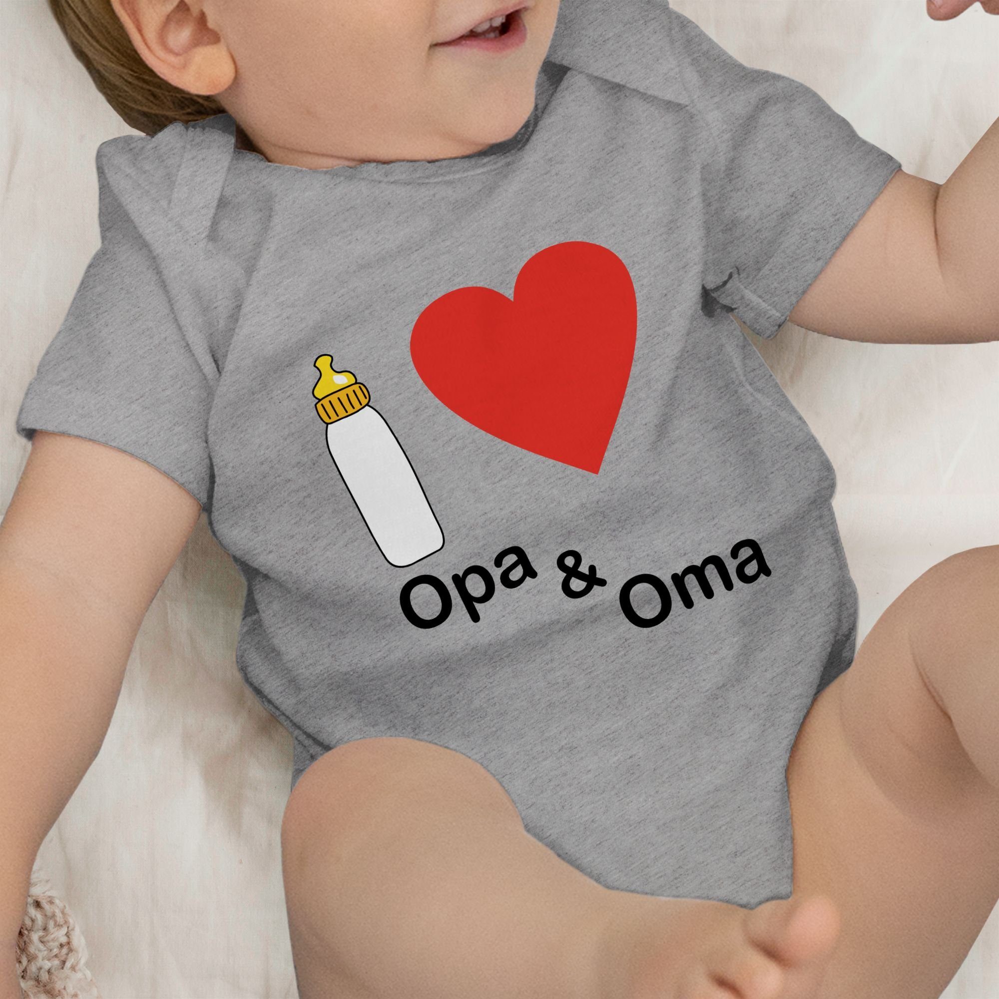 Kinder Mädchen (Gr. 50 - 92) Shirtracer Shirtbody I love Opa und Oma Nuckelflasche - Aktuelle Trends Baby - Baby Body Kurzarm Kl
