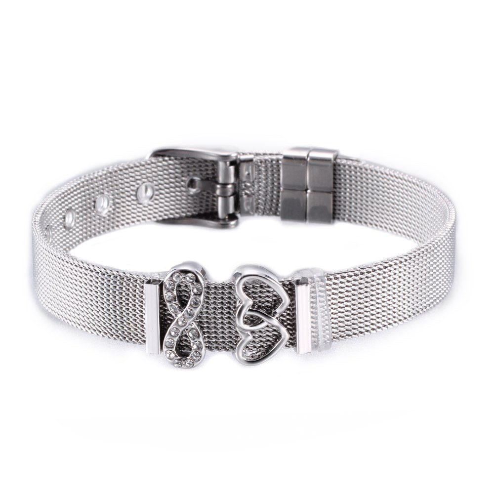Heideman Armband Milanaise poliert (Armband, inkl. Geschenkverpackung), mit Charms "Herzchen" und "Unendlichkeitszeichen" – Bild 2 von 5