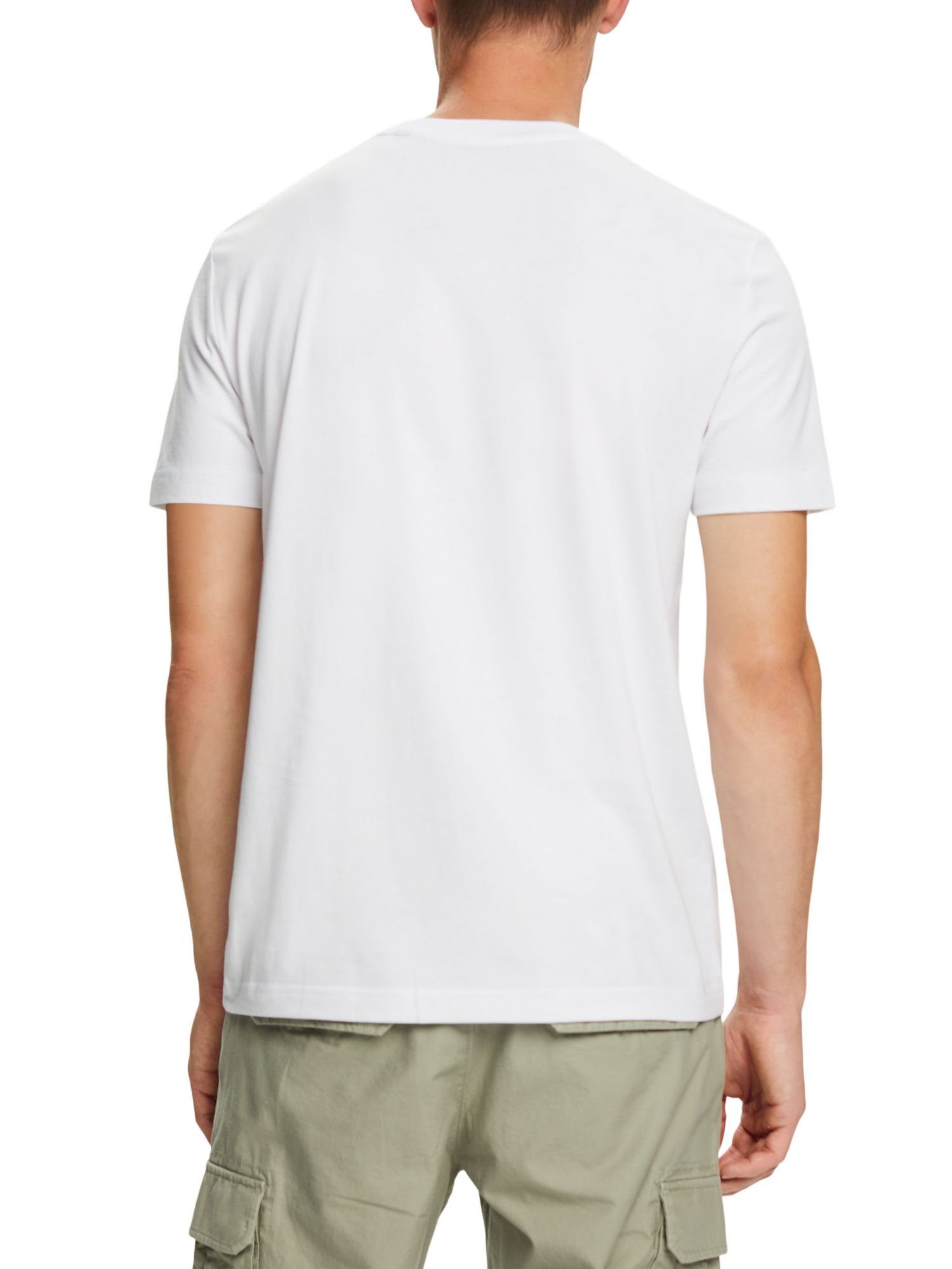Esprit T-Shirt Rundhals-T-Shirt WHITE (1-tlg) aus Pima-Baumwolljersey