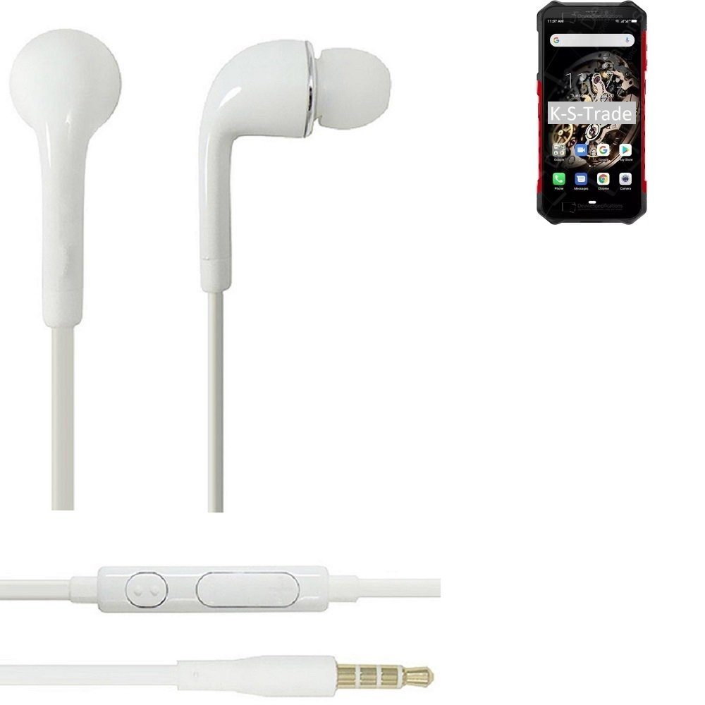 K-S-Trade für Mikrofon u Ulefone weiß X5 mit In-Ear-Kopfhörer 3,5mm) Lautstärkeregler Headset (Kopfhörer Armor