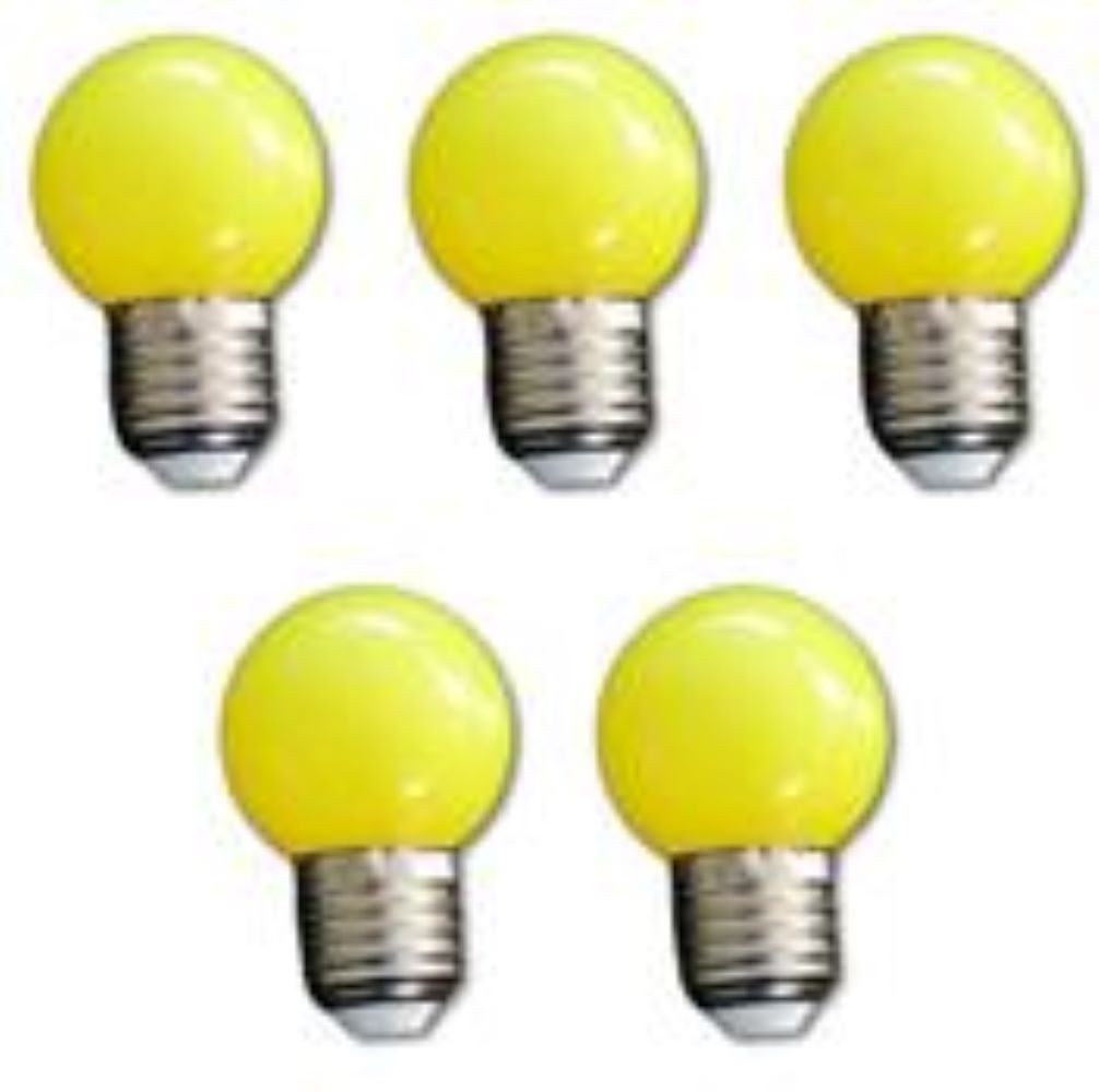 Lichtideen LED-Leuchtmittel 7362 LED Tropfen Lampe 1 Watt gelb Sockel E-27 5-er SET, E27, Xenon / Gelb