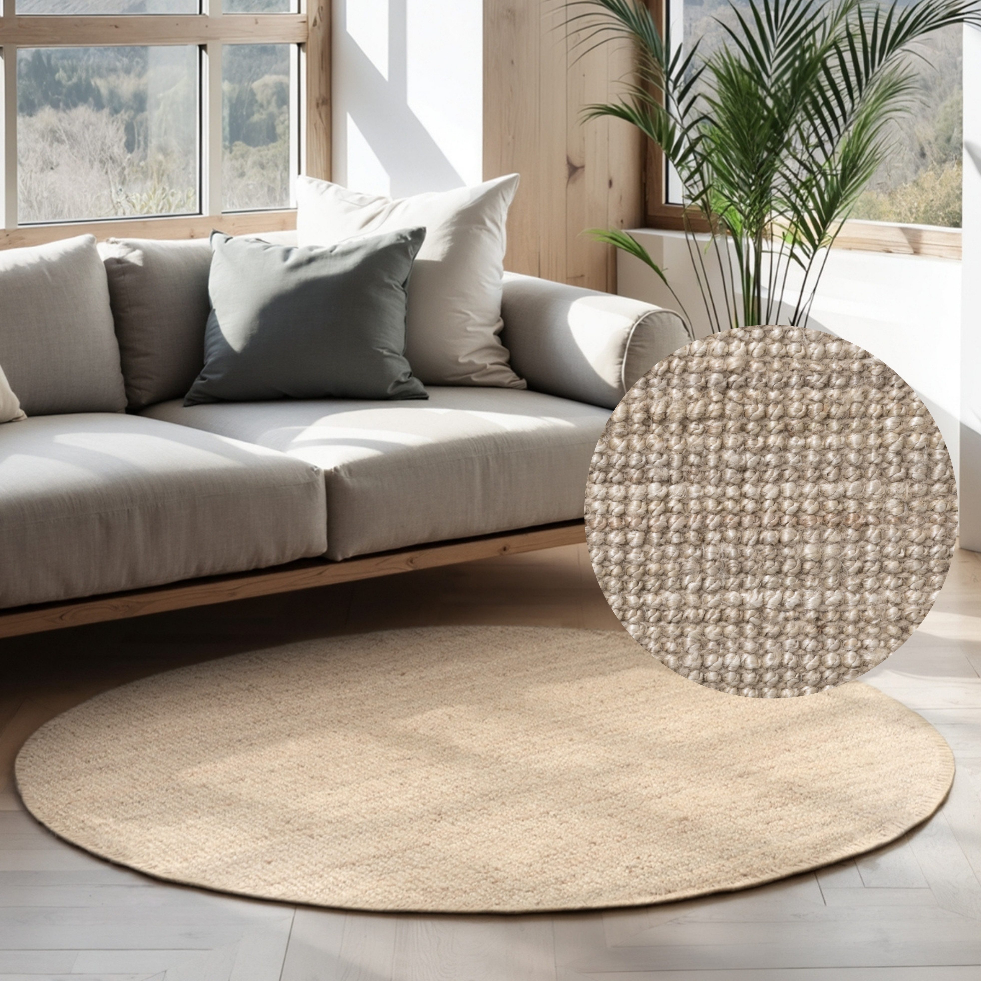 HANSE Home Teppich Jaipur Juteteppich, als Läufer und in Rund, rund, Höhe: 10 mm, 100% Naturfaser, Wohnzimmer, Esszimmer, Schlafzimmer, GRS