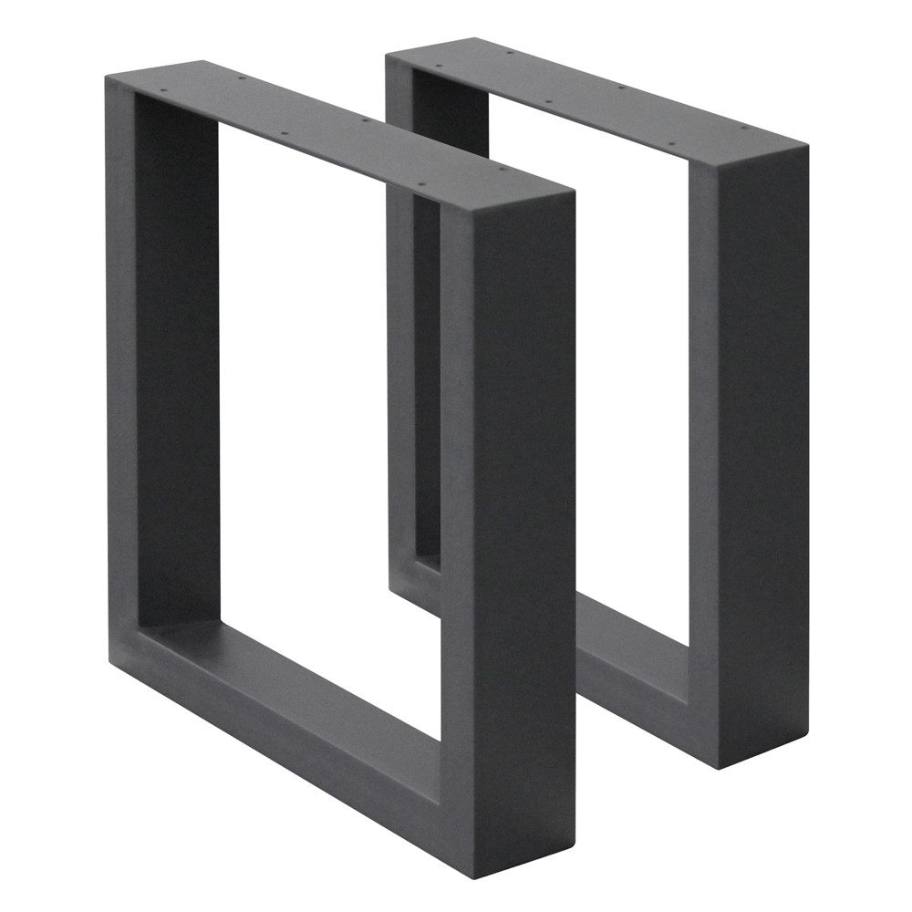 ECD Germany Tischbein 2x Tischkufen aus Vierkantprofilen aus pulverbeschichtete Stahl, Tischgestell Bankkufen modernes Industriedesign Möbelfüße aus Metall