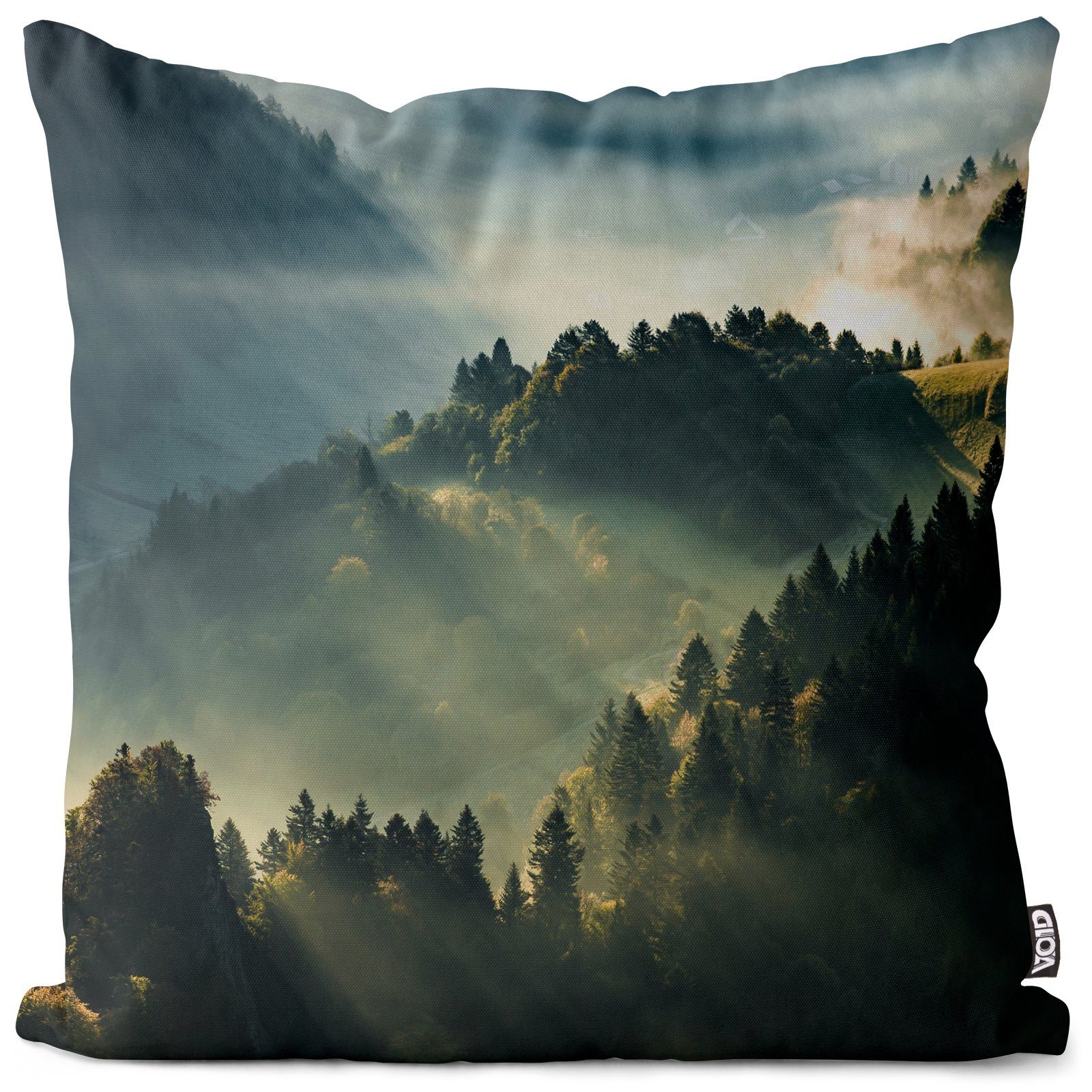 Sofa-Kissen Landschaft Wälder Foto Urlaub Nebel Wandern Natur Sonnenaufgang Kissenbezug, (1 Berge VOID Stück), Reisen Skandinavien Polen