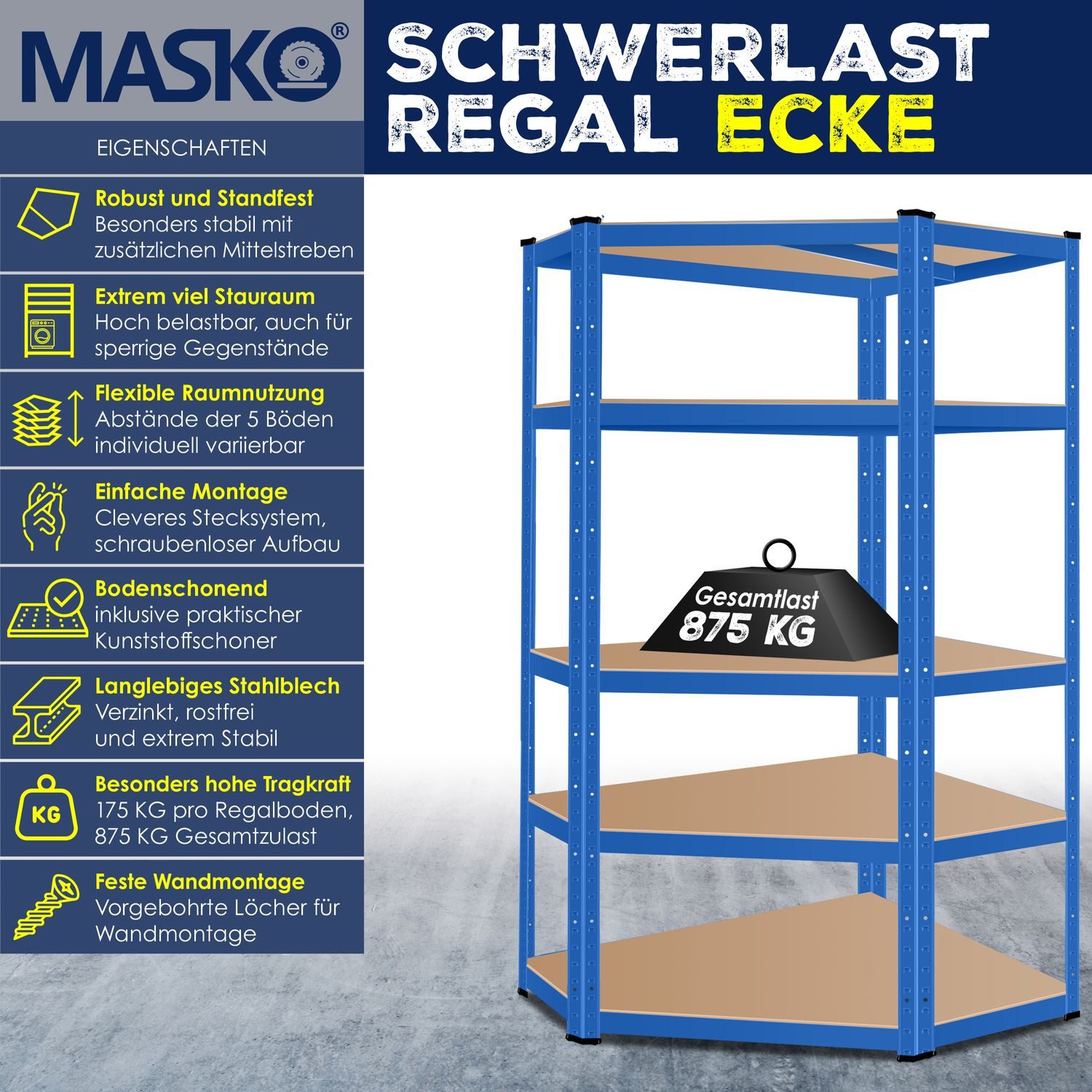 MASKO Schwerlastregal, Eckregal Lagerregal Schwerlastregal, Kellerregal, günstig online kaufen