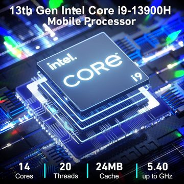 GEEKOM Mini-PC (Intel Core i9 13900H, Intel Iris Xe, 2 GB RAM, 2000 GB SSD, Mini-pc mini it13 intel i9-13900h nuc pc i9 computer 8k uhd wifi 6e)