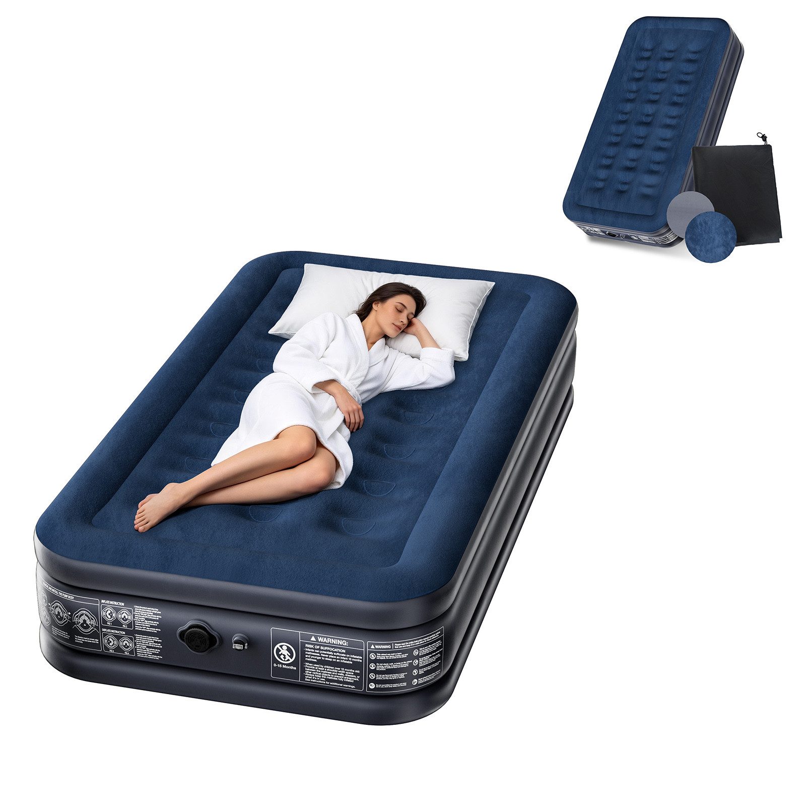 FIVMEN Luftbett Selbstaufblasende Luftmatratze mit Elektrischer Pumpe Gästebett, (Packung), Aufblasbare Matratze für Camping Heimgebrauch wie als Gästebett