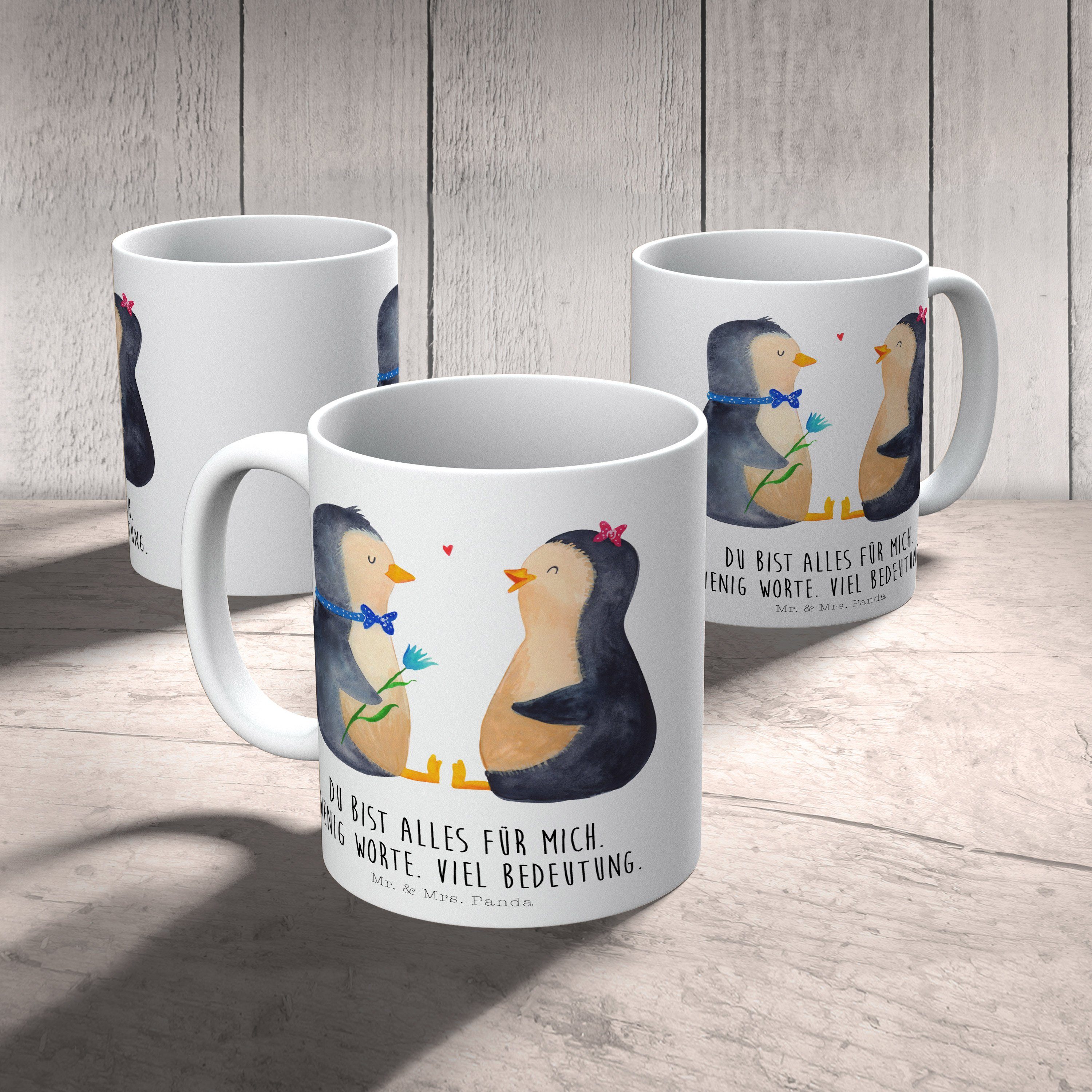 Mr. & Mrs. Tasse Pärchen - Keramik Po, Panda Hochzeit, Traumpaar, Pinguin - Geschenk, Weiß Teebecher