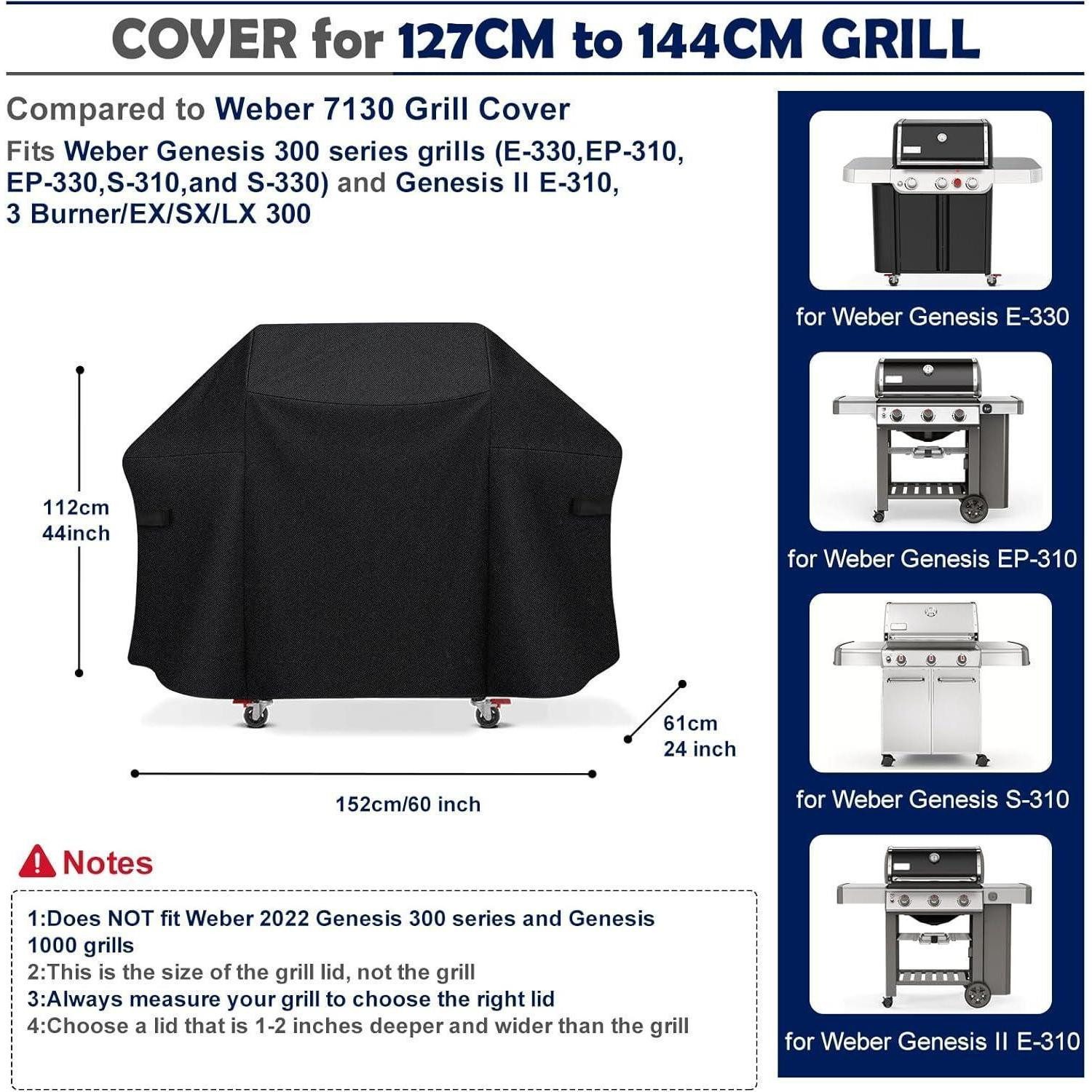 LuxusKollektion Grill-Schutzhülle Grillabdeckung 152cm 152x61x112cm für Weber Genesis II & 300 Series