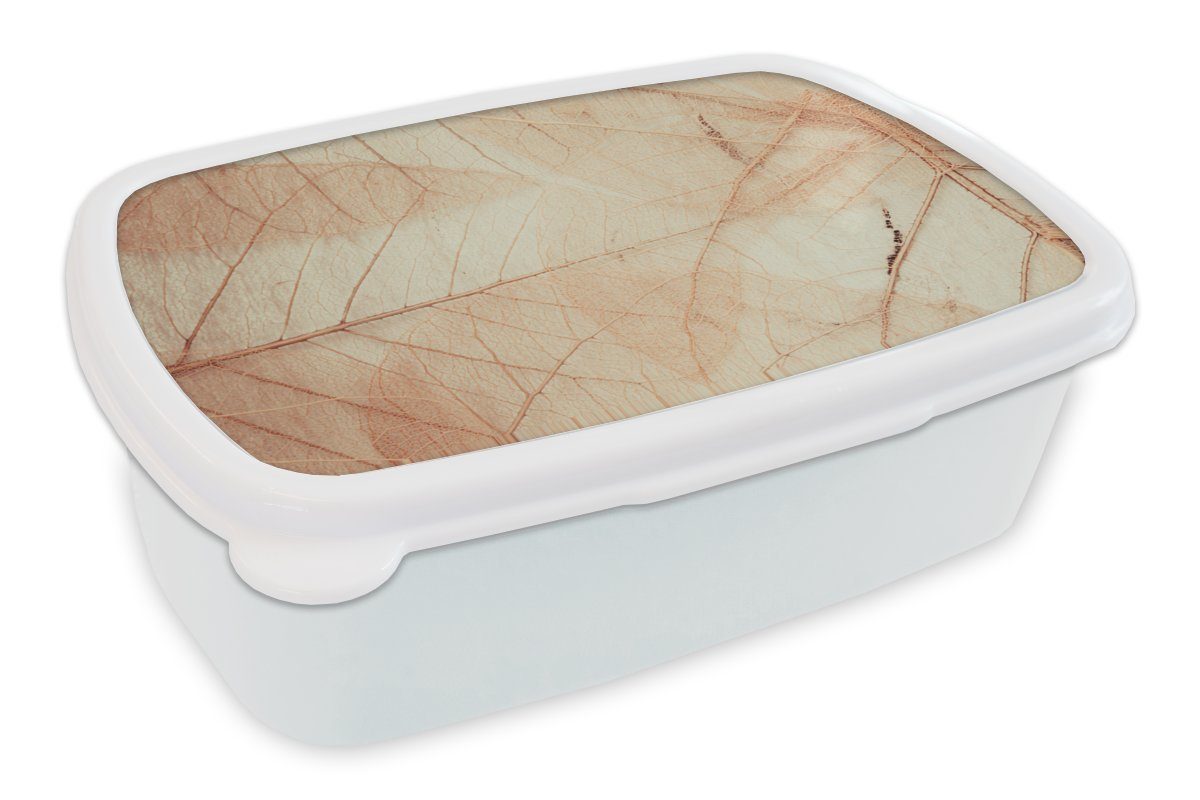MuchoWow Lunchbox Blätter - Rosa - Textur, Kunststoff, (2-tlg), Brotbox für Kinder und Erwachsene, Brotdose, für Jungs und Mädchen weiß